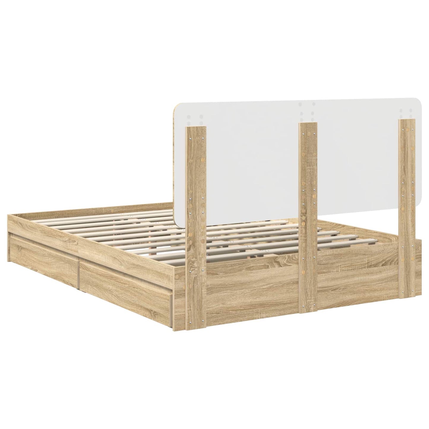 Seng med Oppbevaring Sonoma eik 140 x 190 cm Konstruert tre