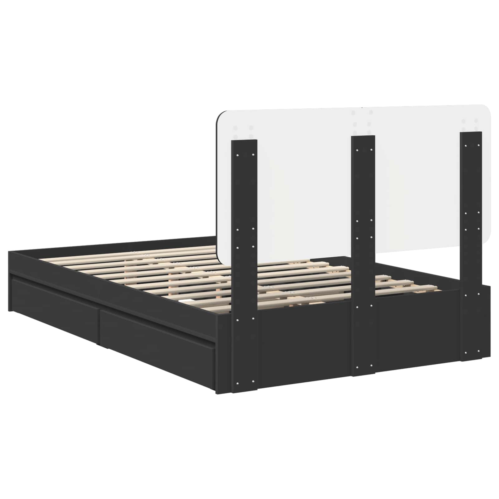 Seng med Oppbevaring Svart 135 x 190 cm Konstruert tre