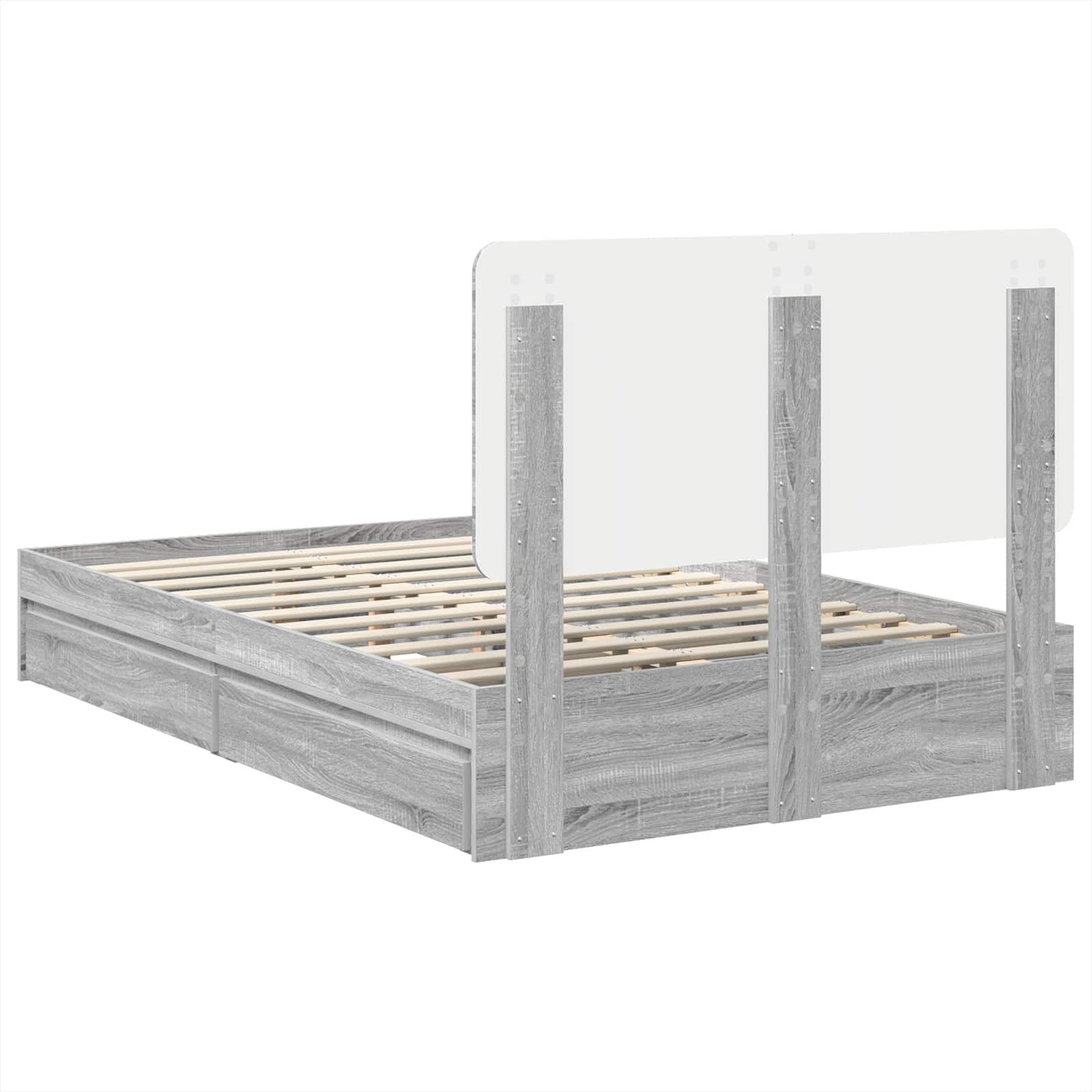 Seng med Oppbevaring Grå Sonoma 120 x 190 cm Konstruert tre