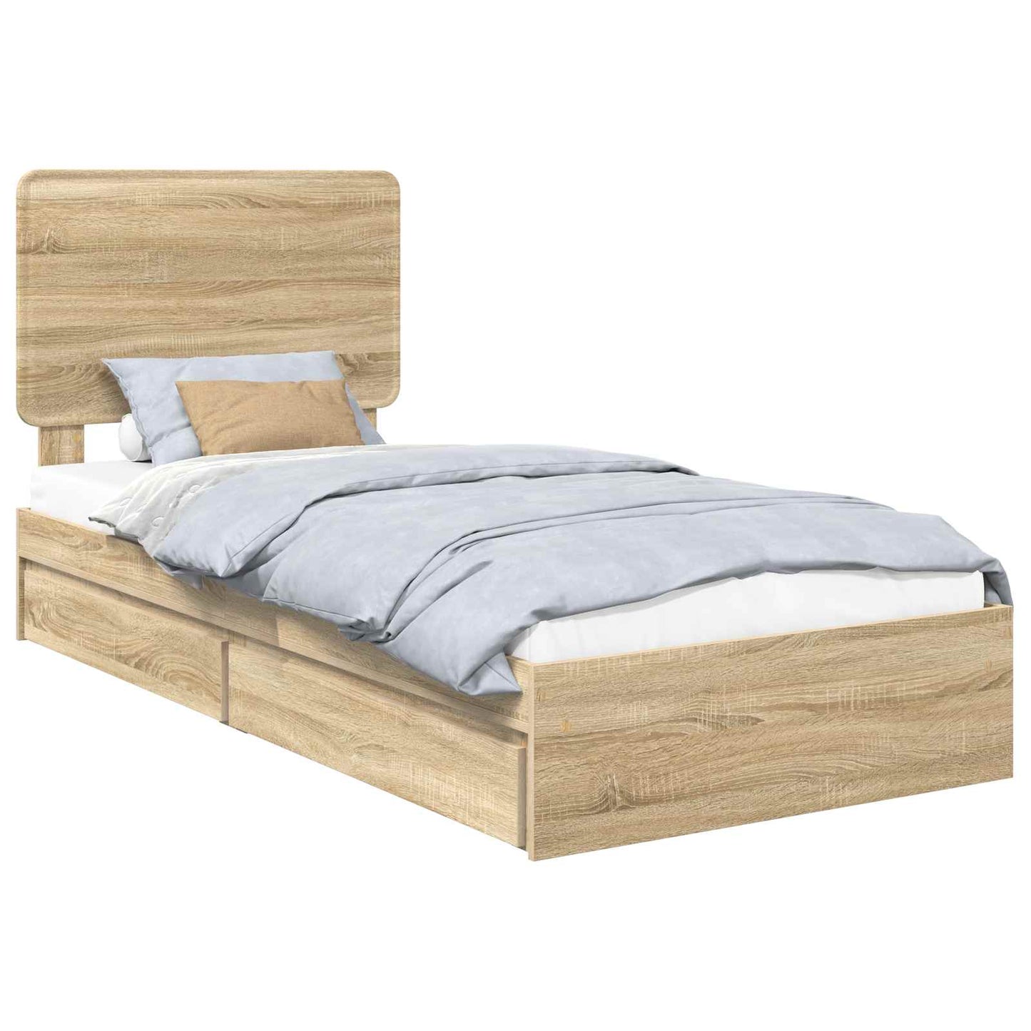 Seng med Oppbevaring Sonoma eik 90 x 190 cm Konstruert tre