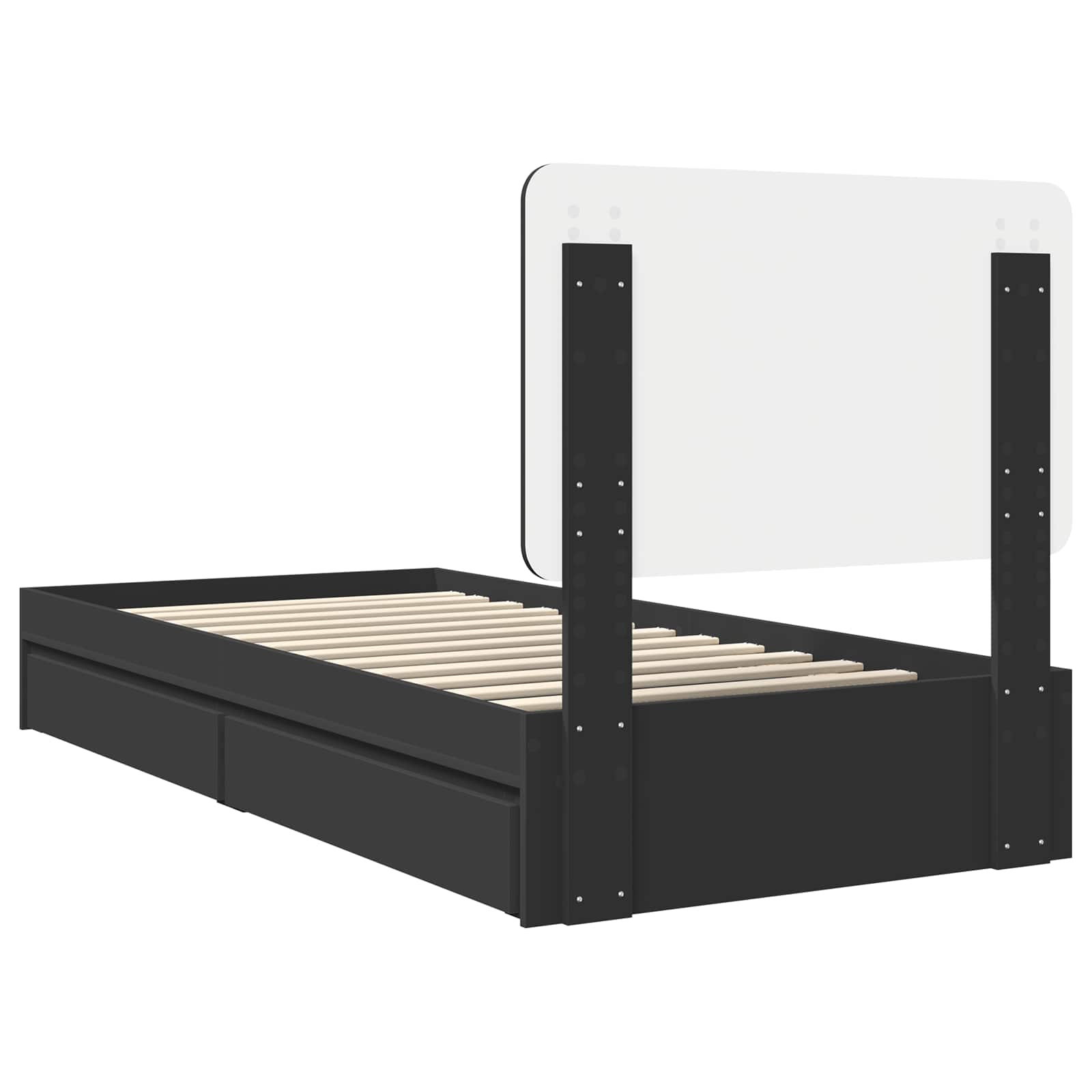 Seng med Oppbevaring med skuff Svart 75 x 190 cm Konstruert tre