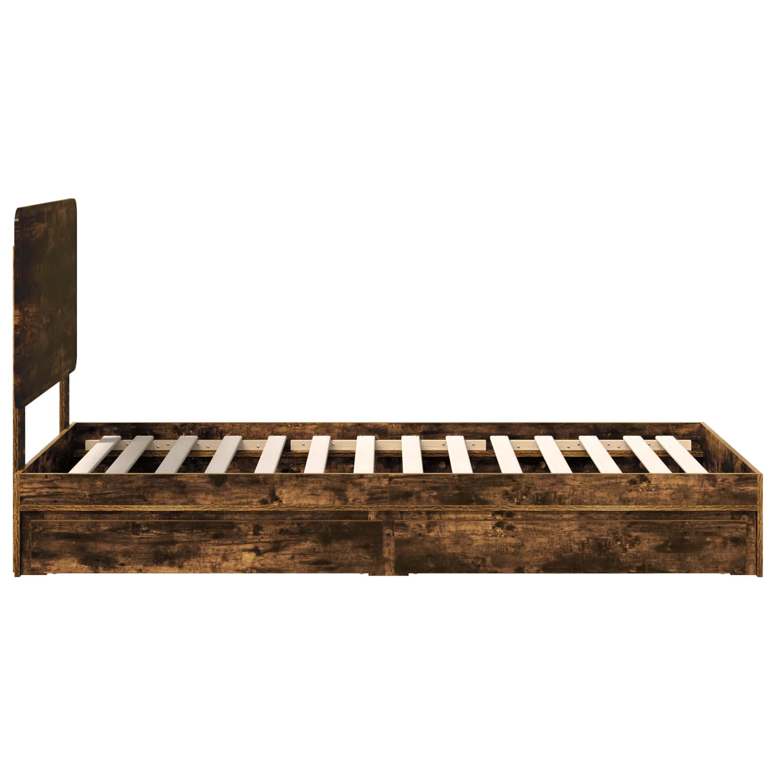 Seng med Oppbevaring Røkt eik 75 x 190 cm Konstruert tre