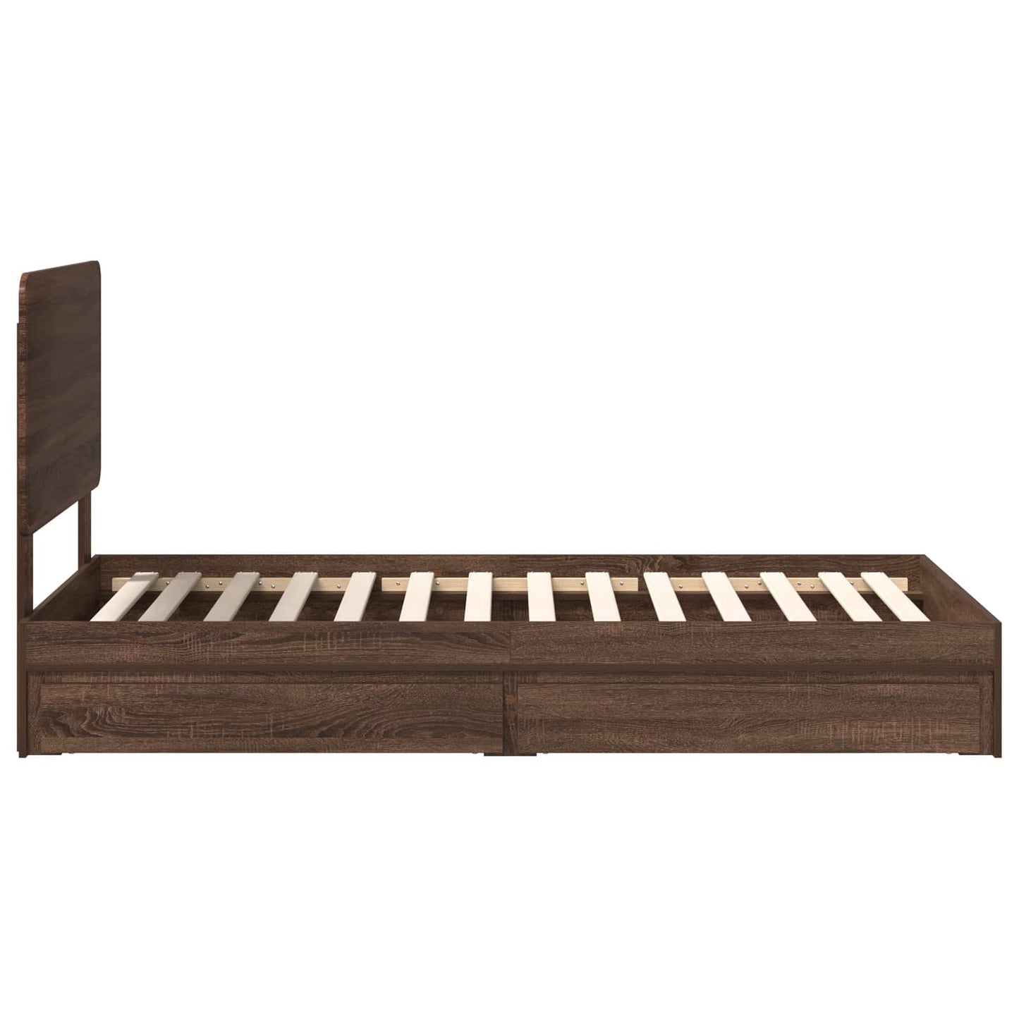 Seng med Oppbevaring Brun Eik 75 x 190 cm Konstruert tre
