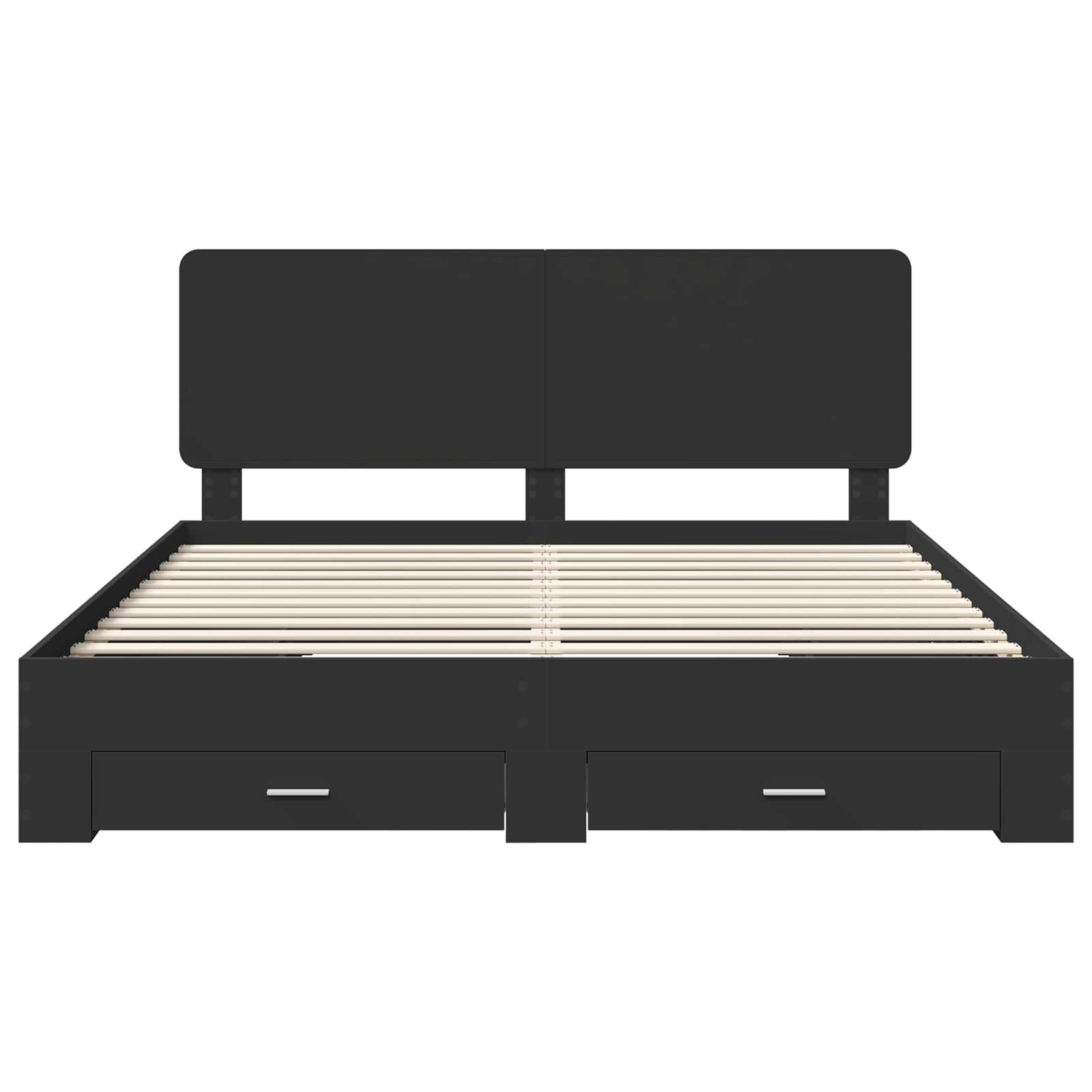 Sengestamme med hodegjerde Svart 200 x 200 cm Konstruert tre