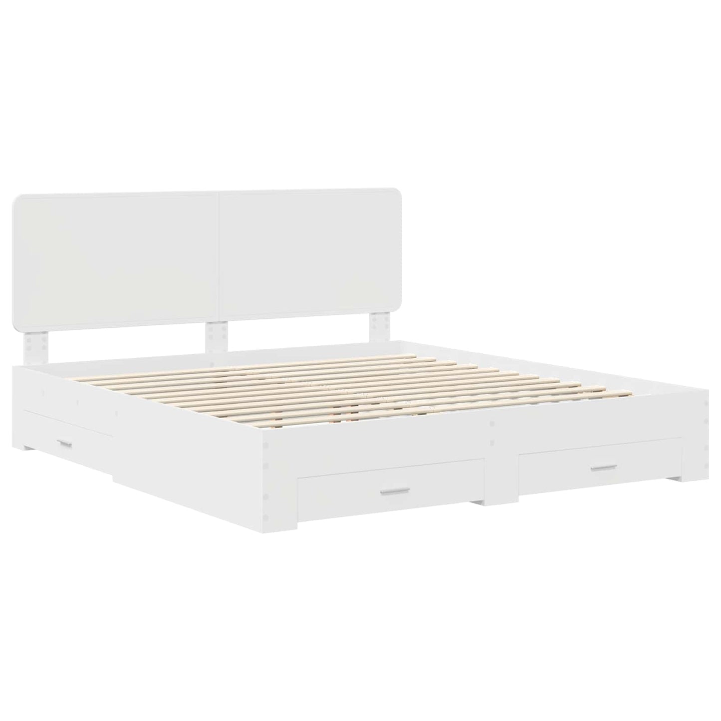 Sengestamme med hodegjerde Hvit 180 x 200 cm Konstruert tre