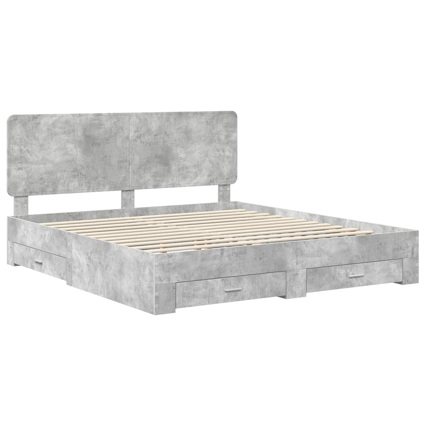 Sengestamme med skuff Betonggrå 180 x 200 cm Konstruert tre