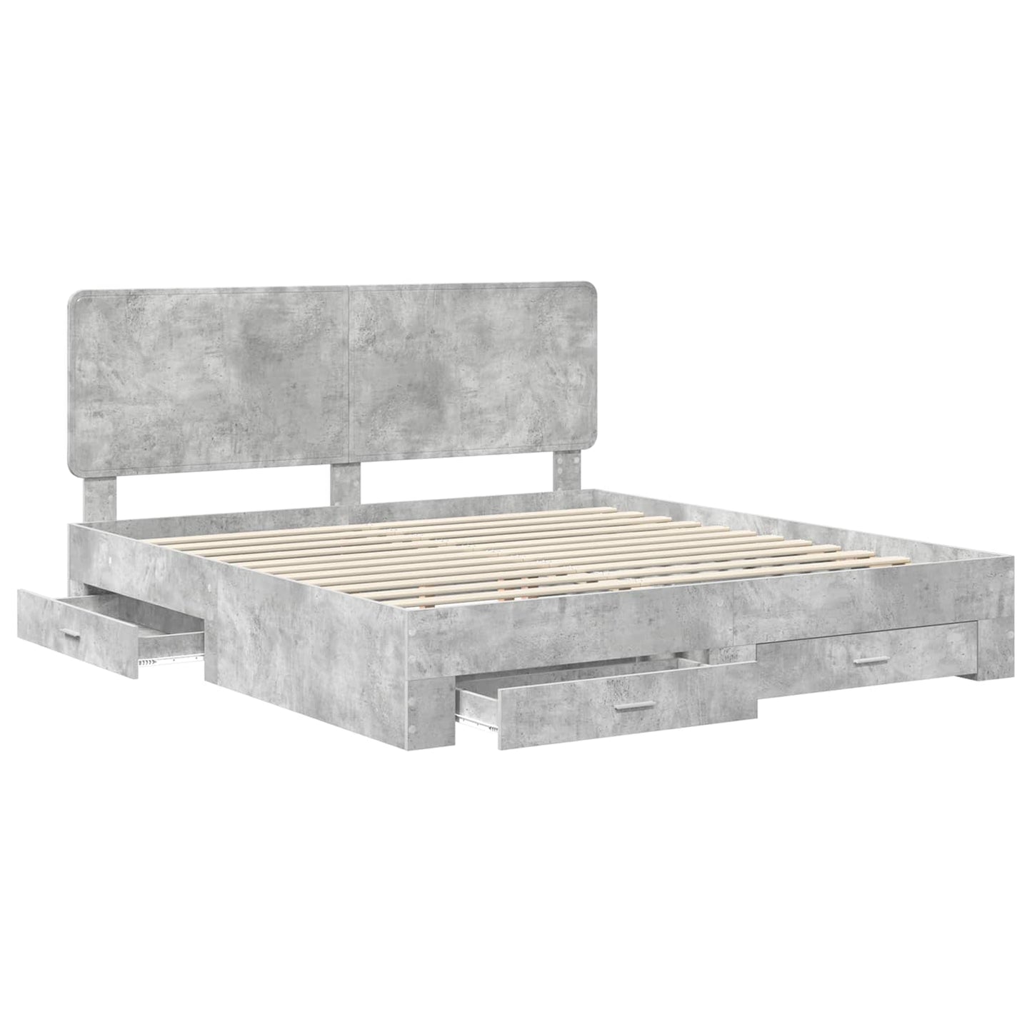 Sengestamme med skuff Betonggrå 180 x 200 cm Konstruert tre