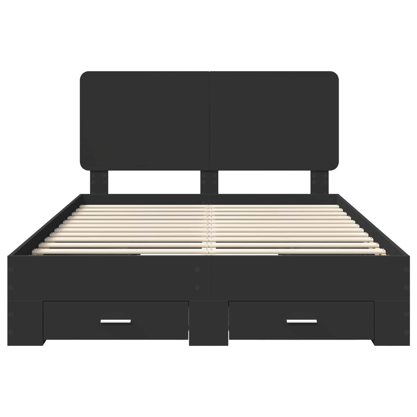 Sengestamme med hodegjerde Svart 150 x 200 cm Konstruert tre