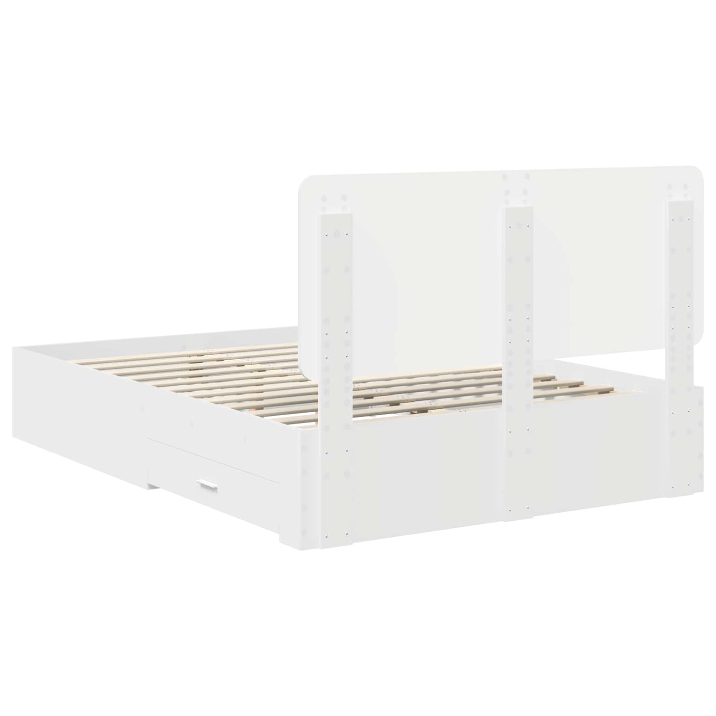 Sengestamme med hodegjerde Hvit 140 x 200 cm Konstruert tre