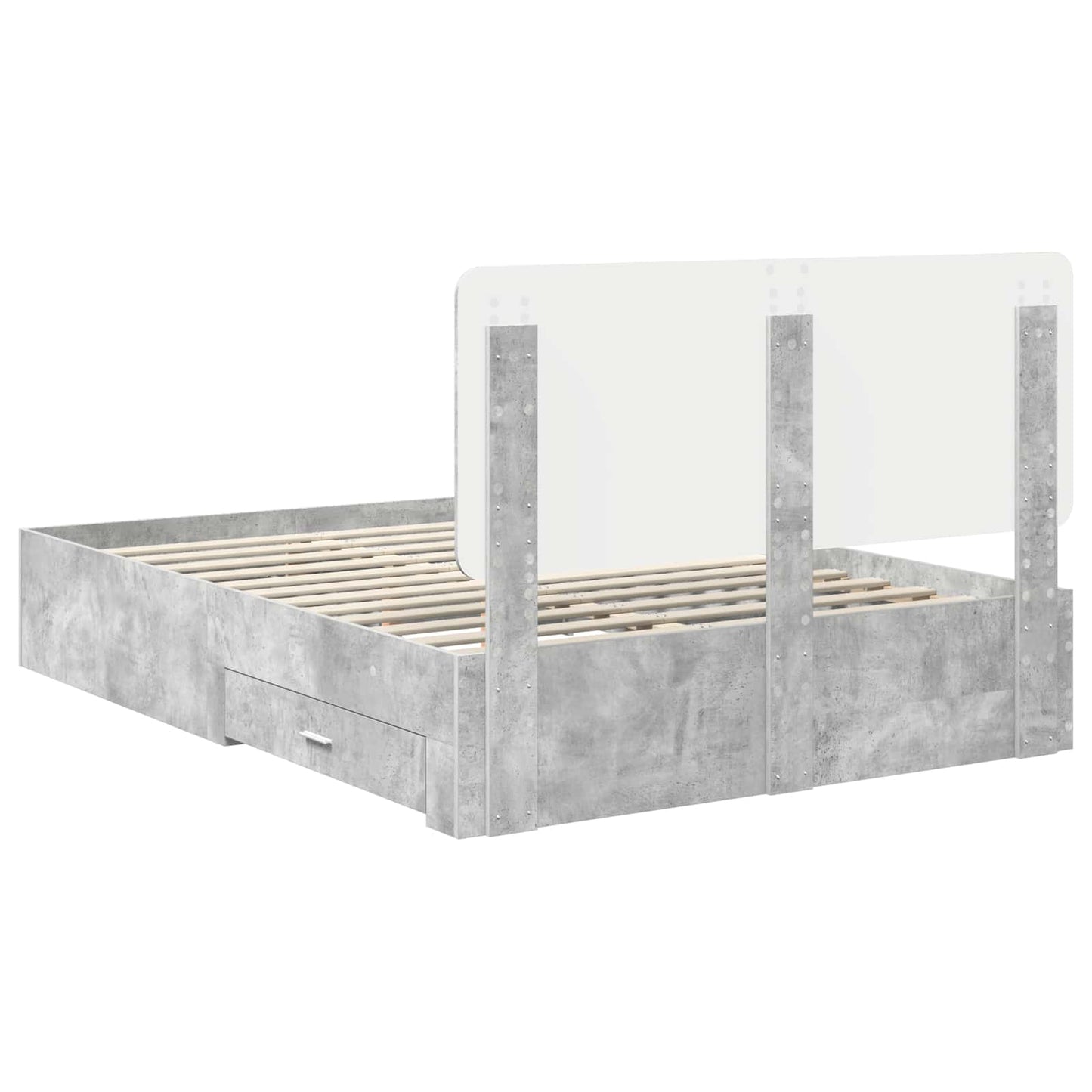 Sengestamme med skuff Betonggrå 140 x 200 cm Konstruert tre
