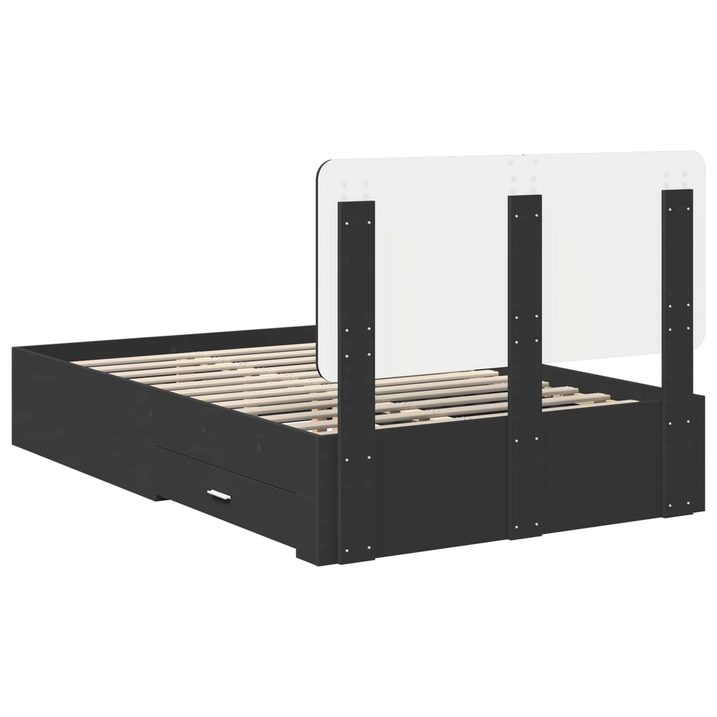 Sengestamme med hodegjerde Svart 135 x 190 cm Konstruert tre