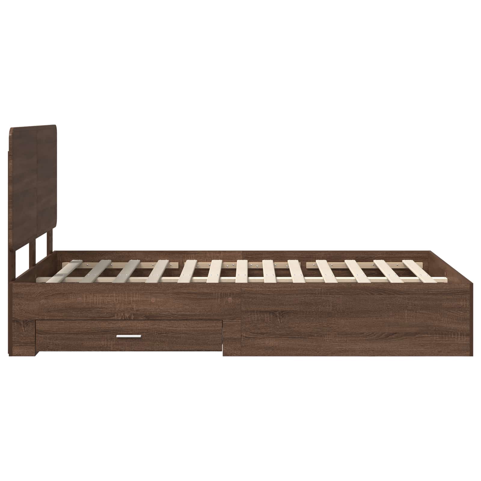 Sengestamme med hodegjerde Brun Eik 135 x 190 cm Konstruert tre