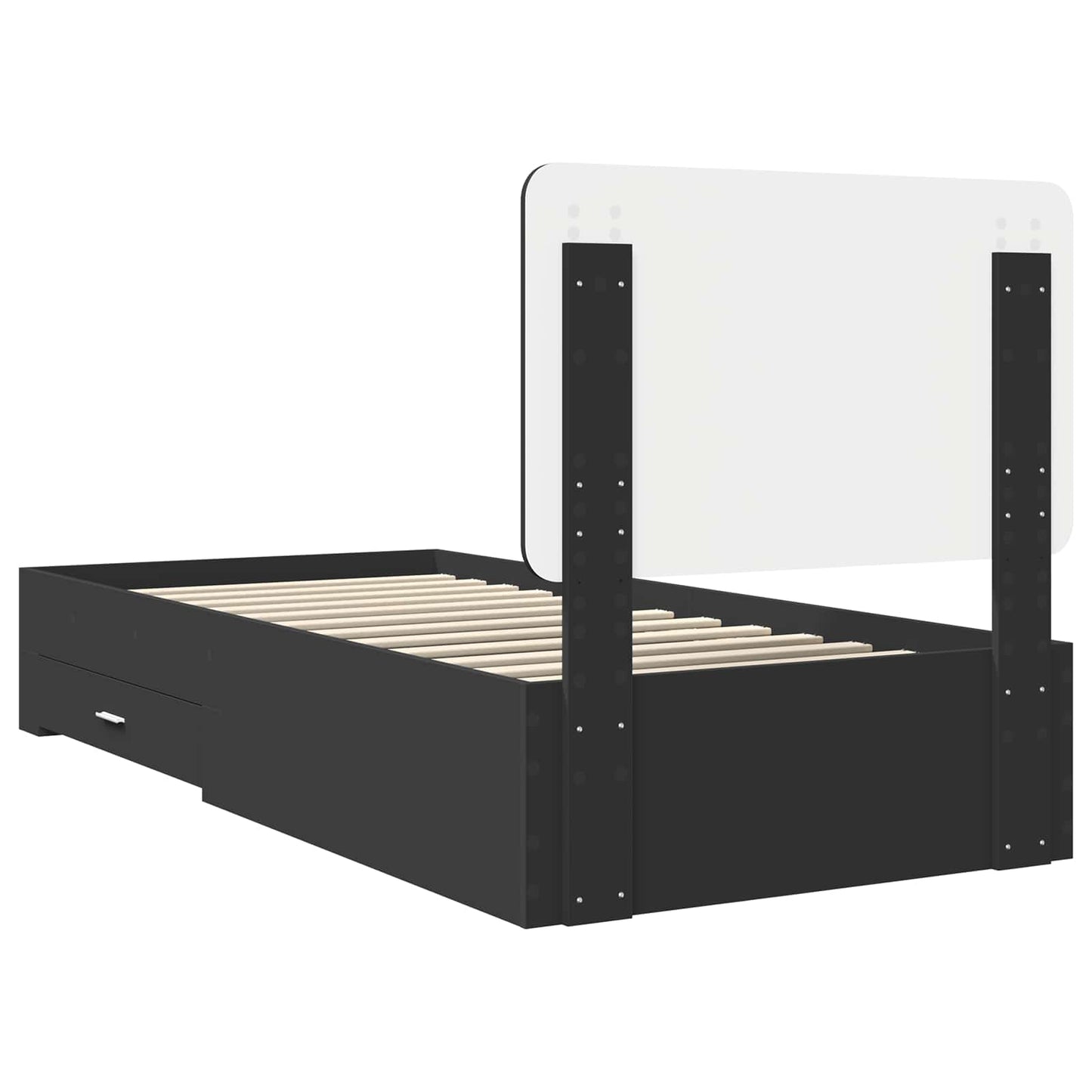 Sengestamme med hodegjerde Svart 100 x 200 cm Konstruert tre