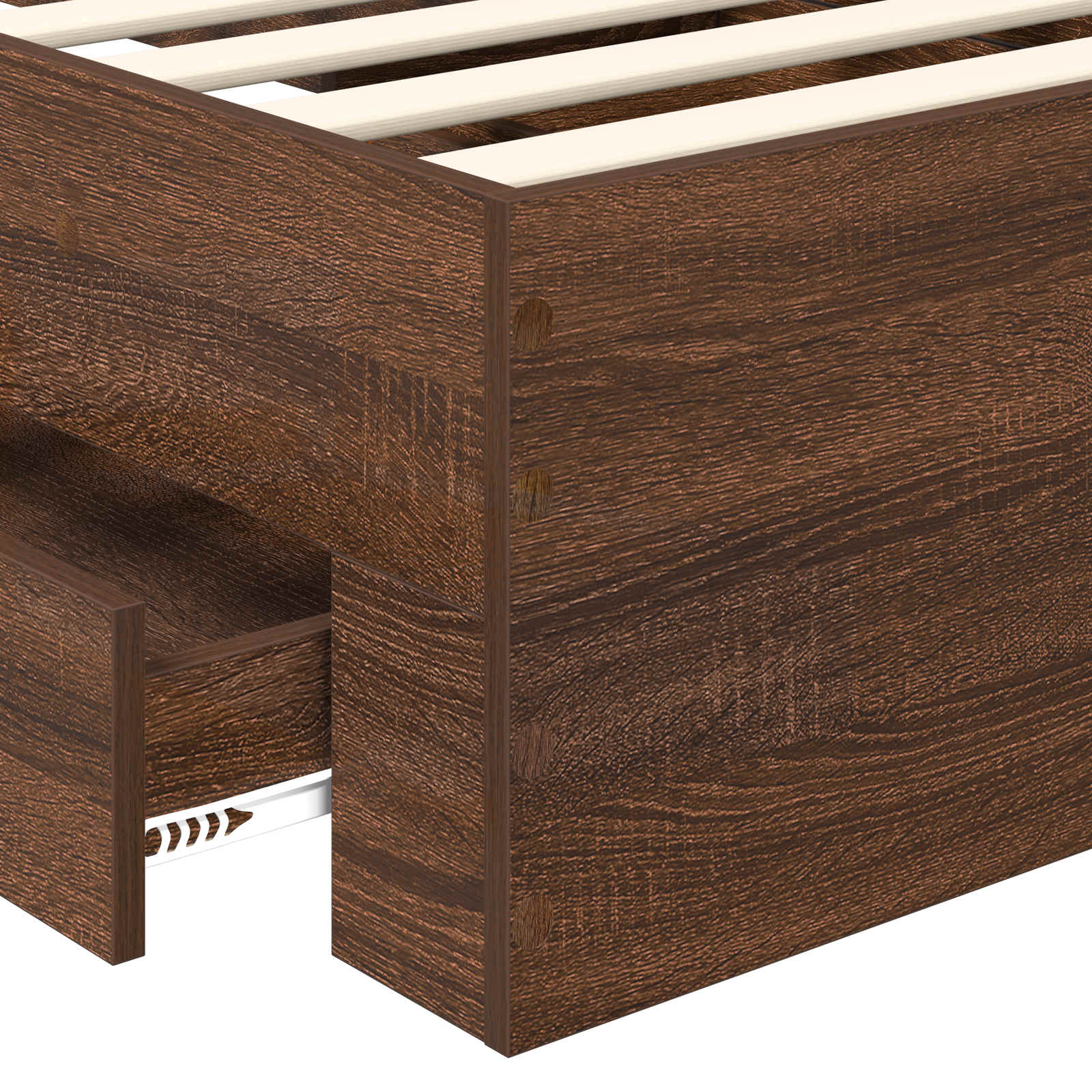 Sengestamme med hodegjerde Brun Eik 100 x 200 cm Konstruert tre