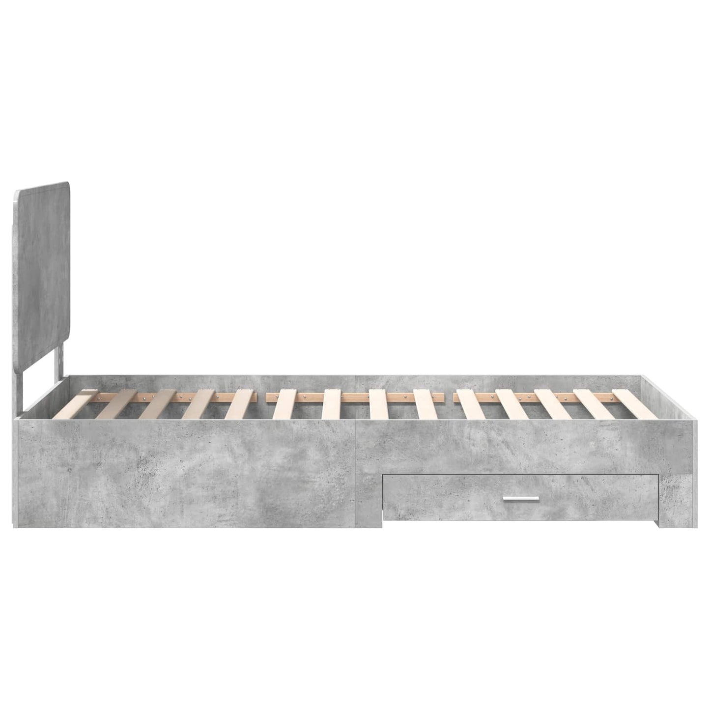 Sengestamme med hodegjerde Betonggrå 90 x 200 cm Konstruert tre