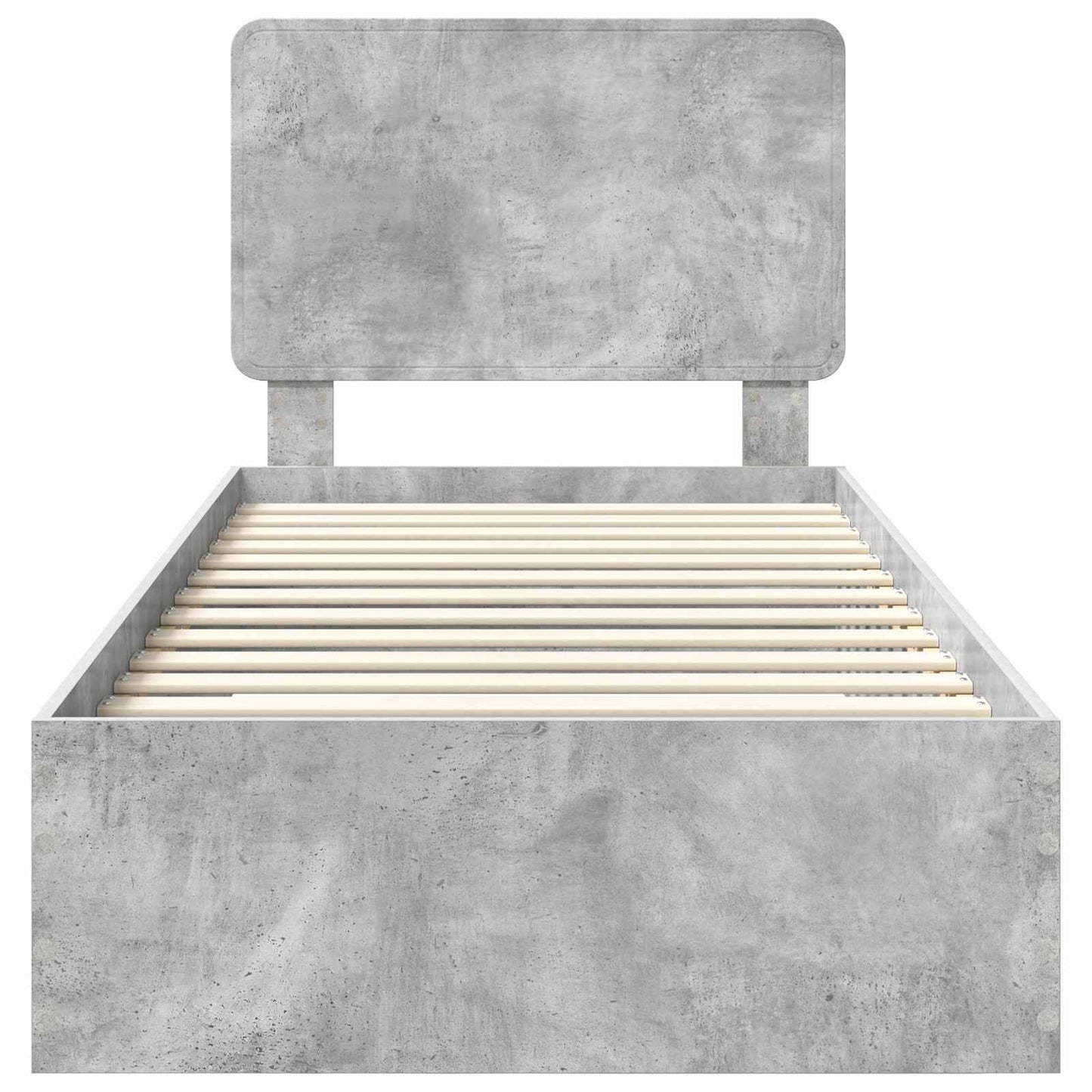 Sengestamme med hodegjerde Betonggrå 90 x 190 cm Konstruert tre