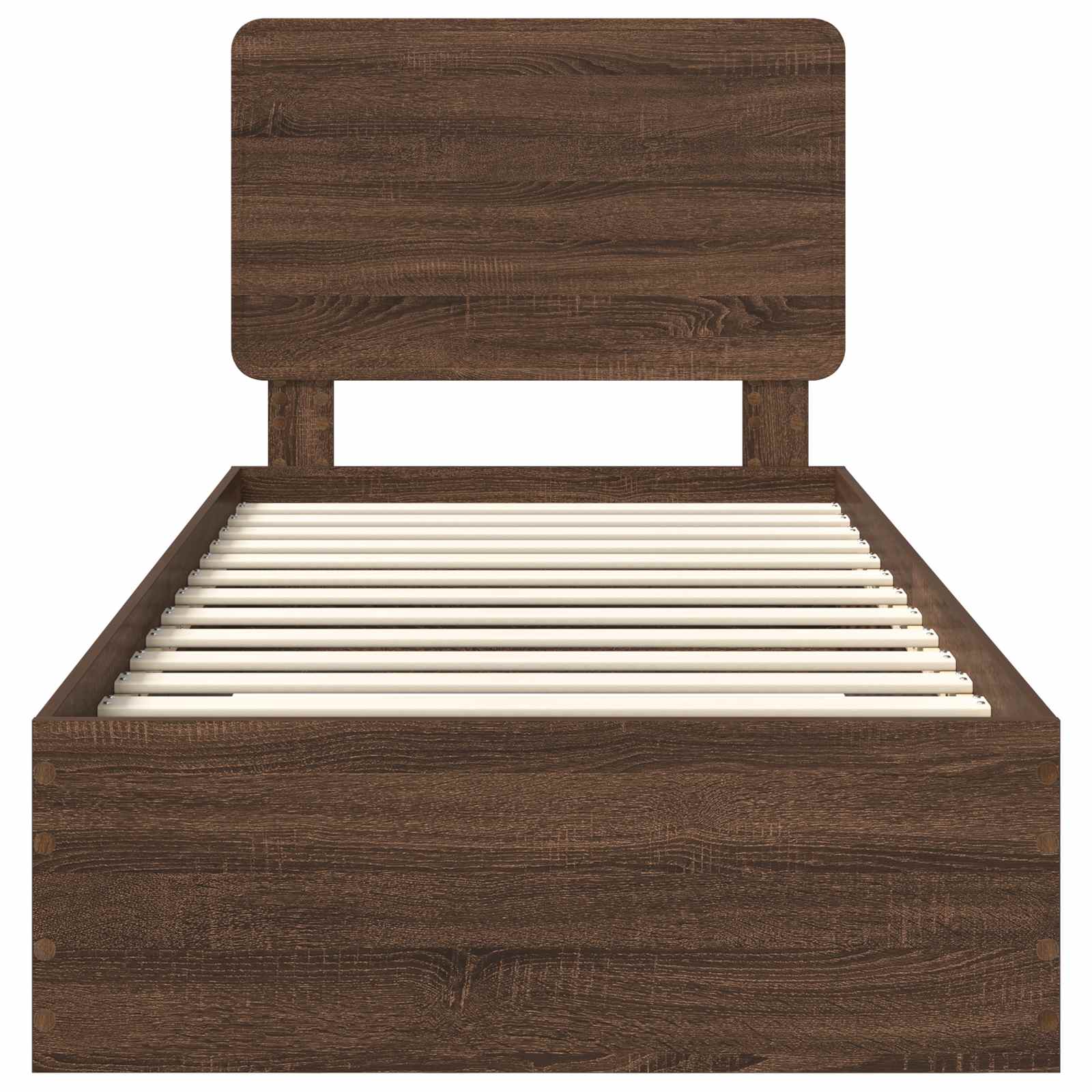 Sengestamme med hodegjerde Brun Eik 90 x 190 cm Konstruert tre