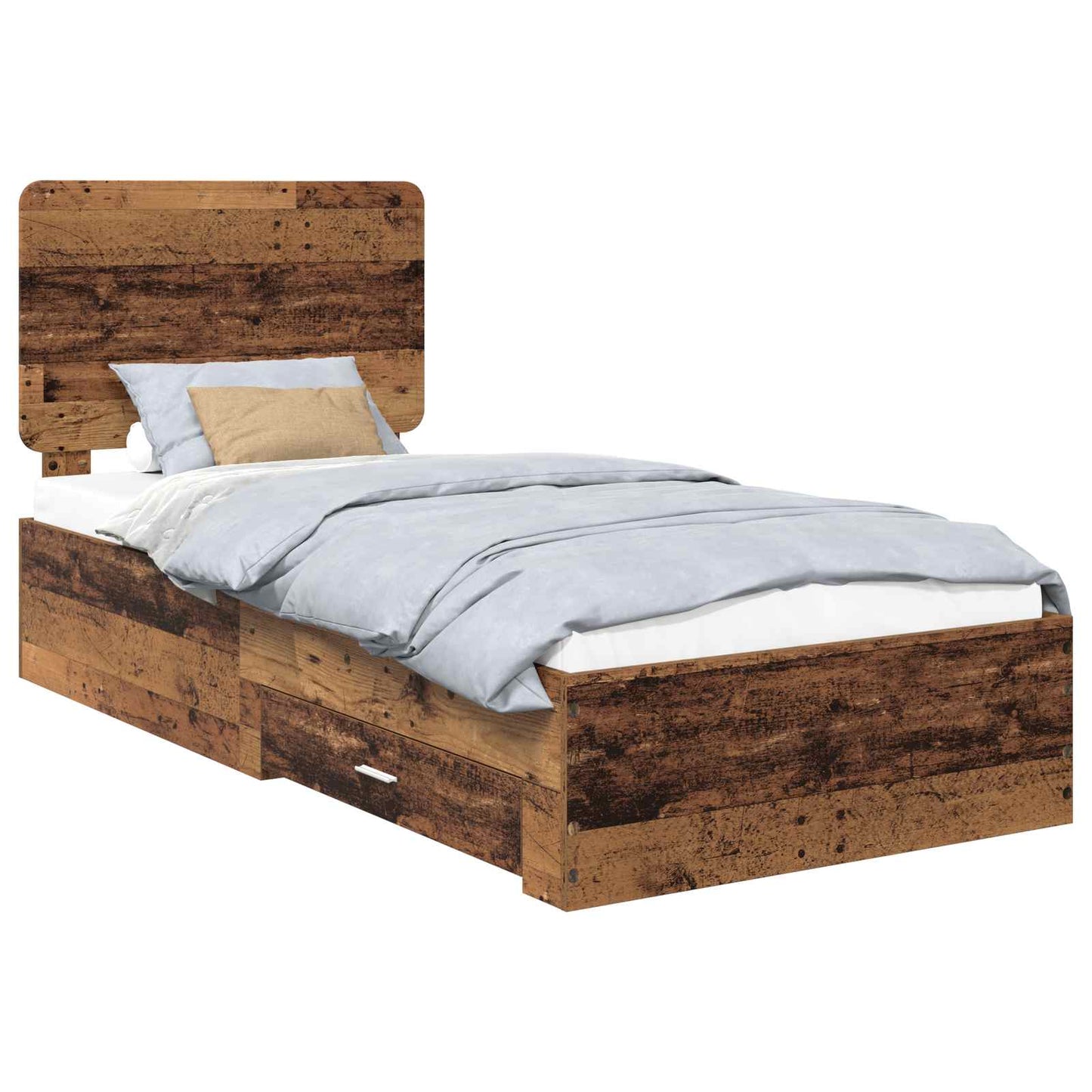 Sengestamme med skuff Gammelt tre 90 x 190 cm Konstruert tre