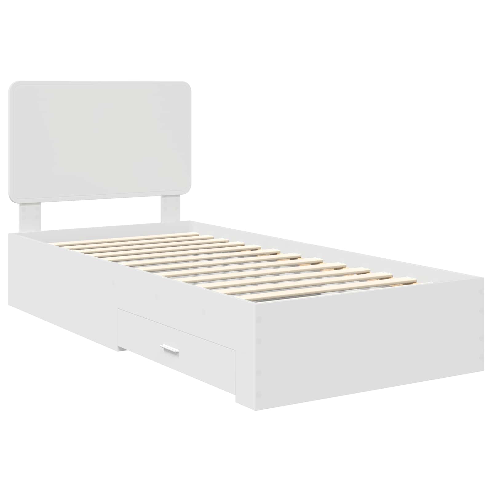 Sengestamme med hodegjerde Hvit 75 x 190 cm Konstruert tre