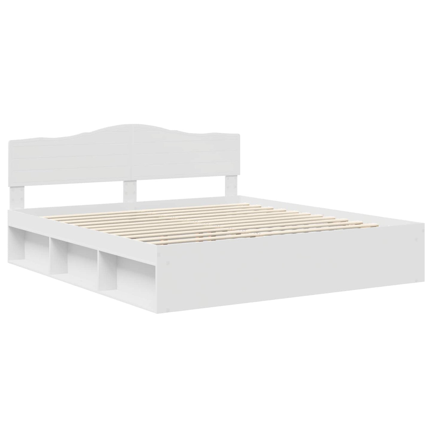 Sengestamme med hodegjerde Hvit 200 x 200 cm Massiv furu