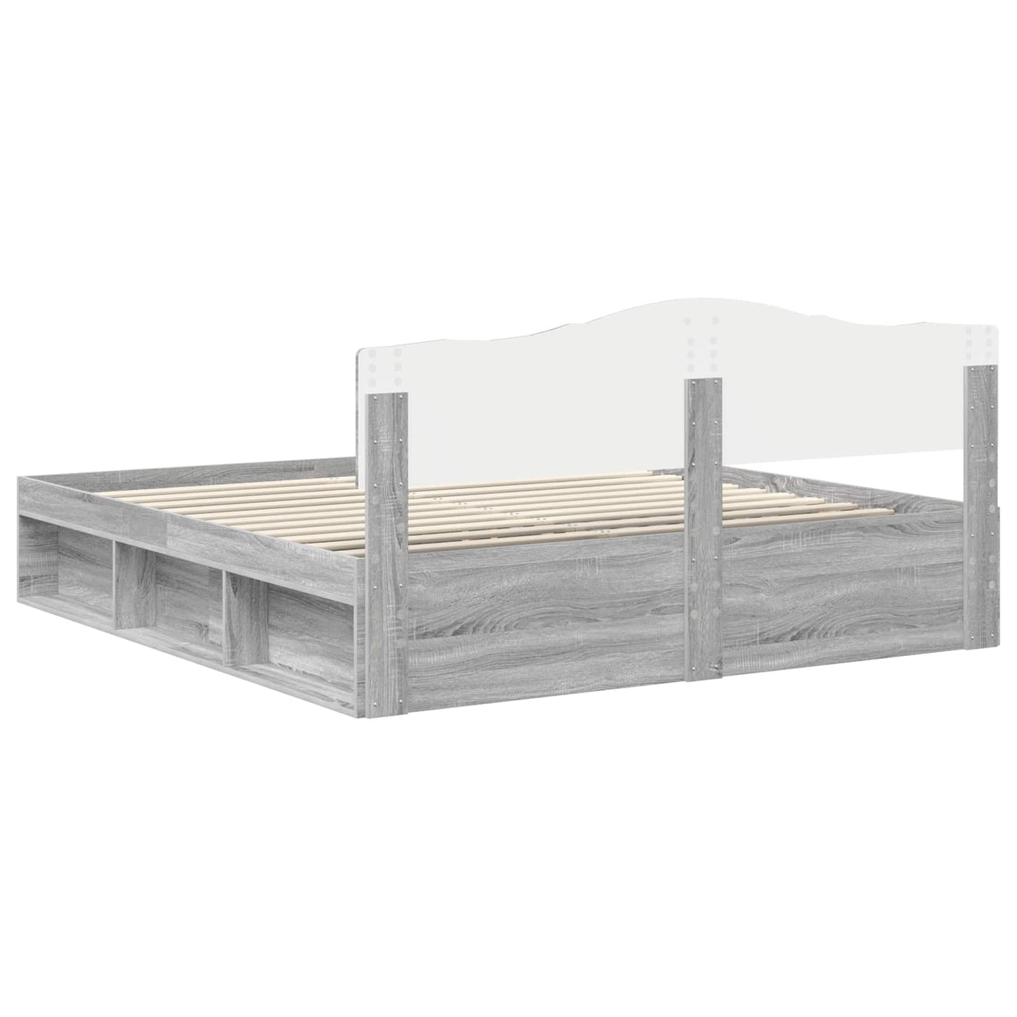 Sengestamme med hodegjerde Grå Sonoma 200 x 200 cm Massiv furu