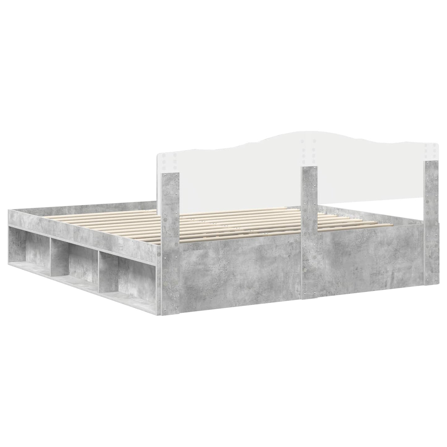 Sengestamme med hodegjerde Betong 180 x 200 cm Massiv furu