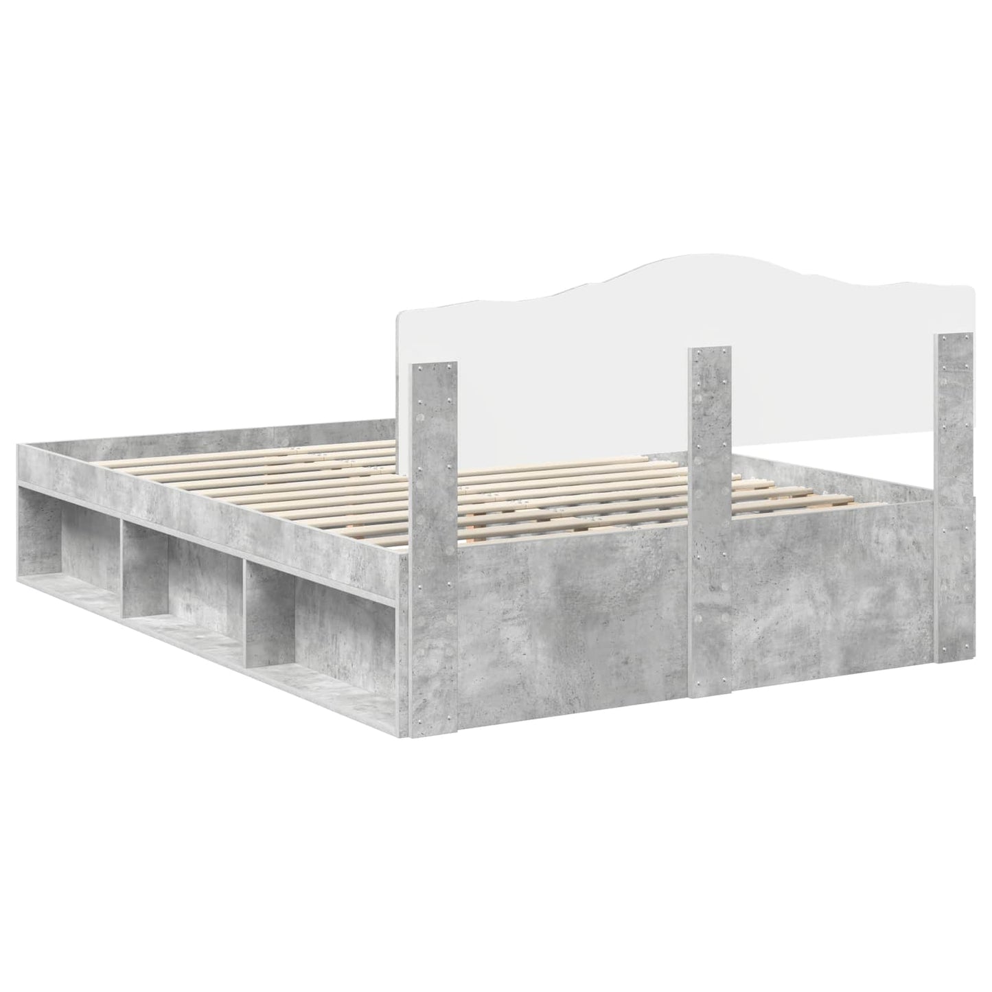 Sengestamme med hodegjerde Betong 140 x 200 cm Massiv furu