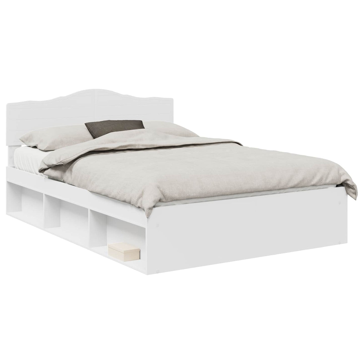 Sengestamme med hodegjerde Hvit 140 x 190 cm Massiv furu