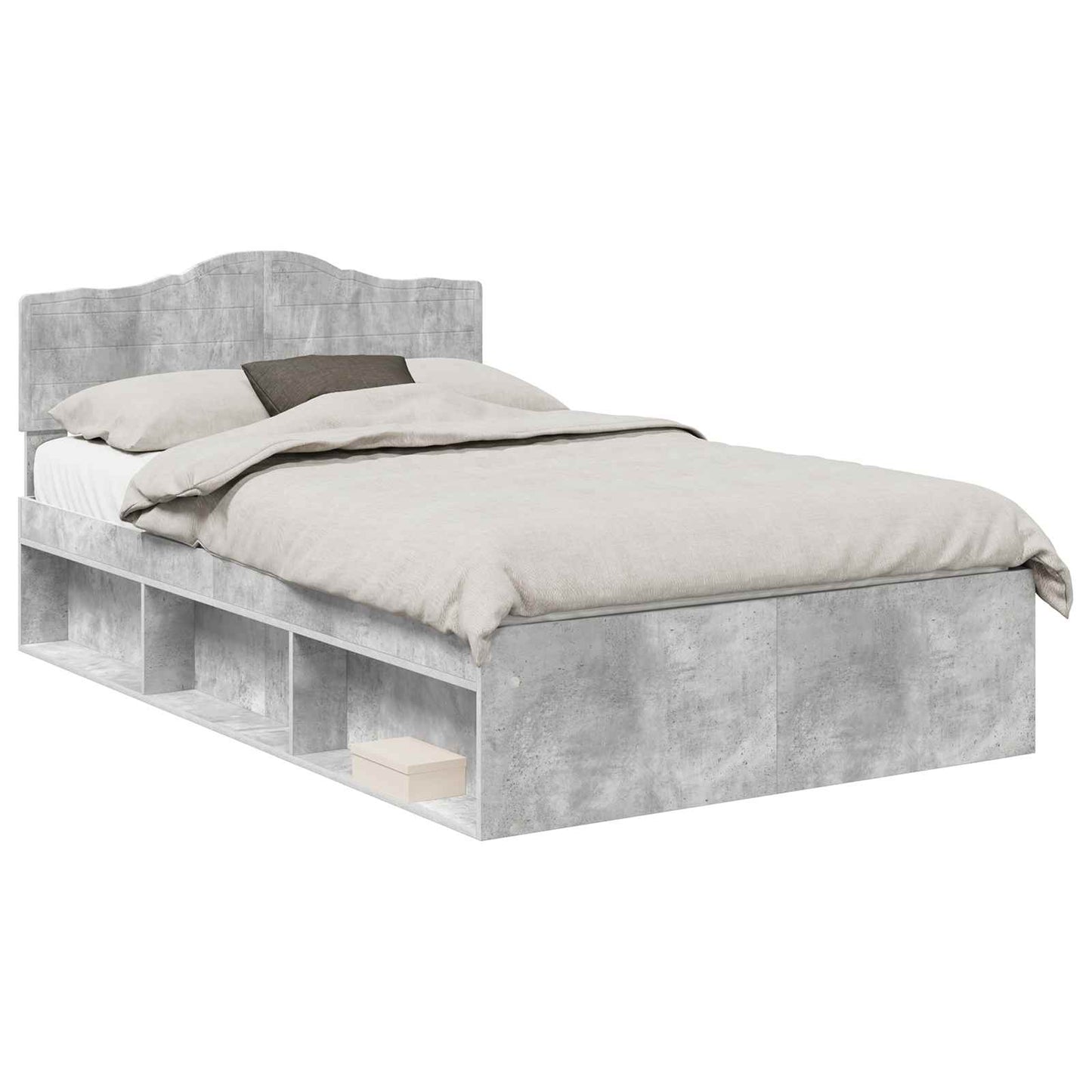 Sengestamme med hodegjerde Betong 120 x 200 cm Massiv furu