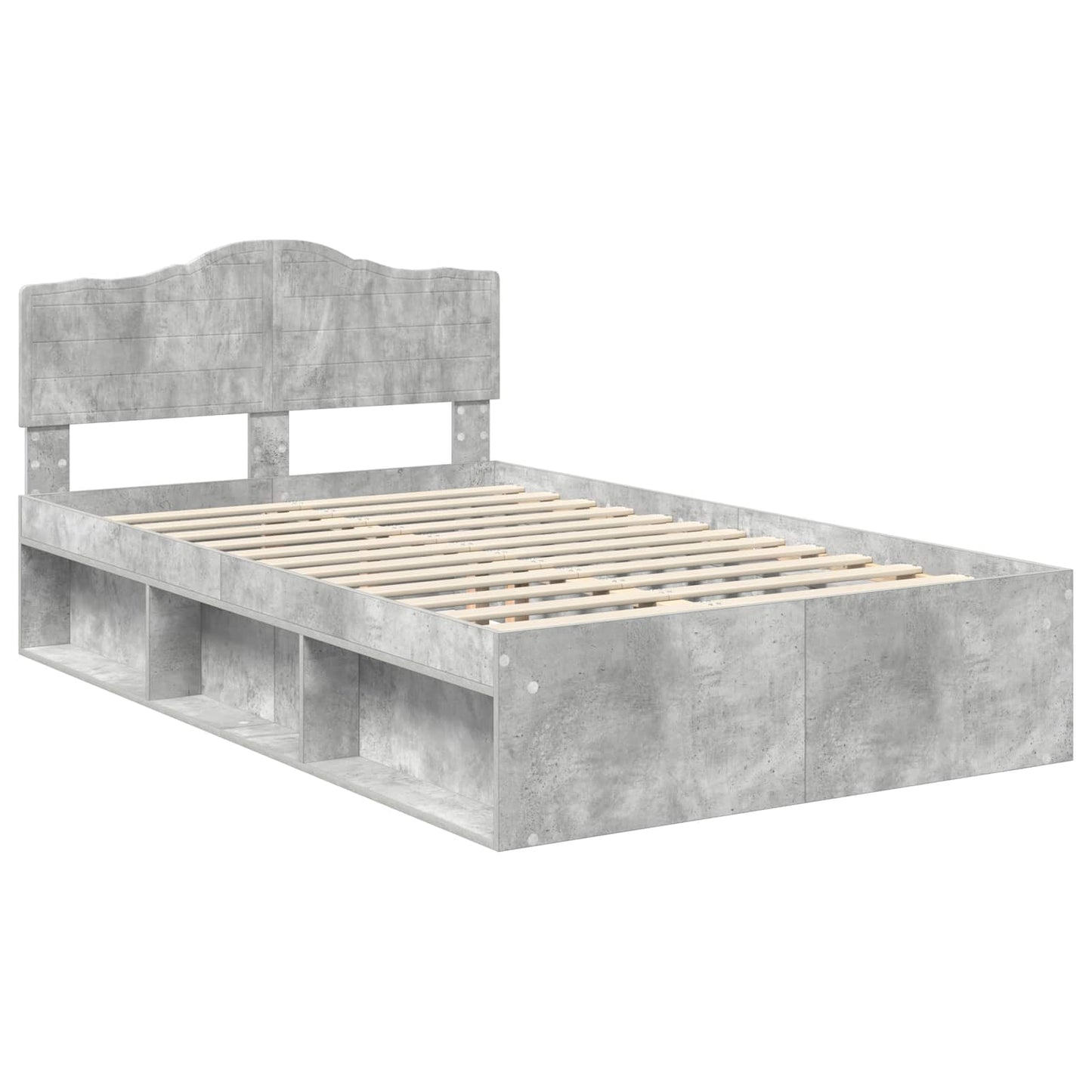 Sengestamme med hodegjerde Betong 120 x 200 cm Massiv furu