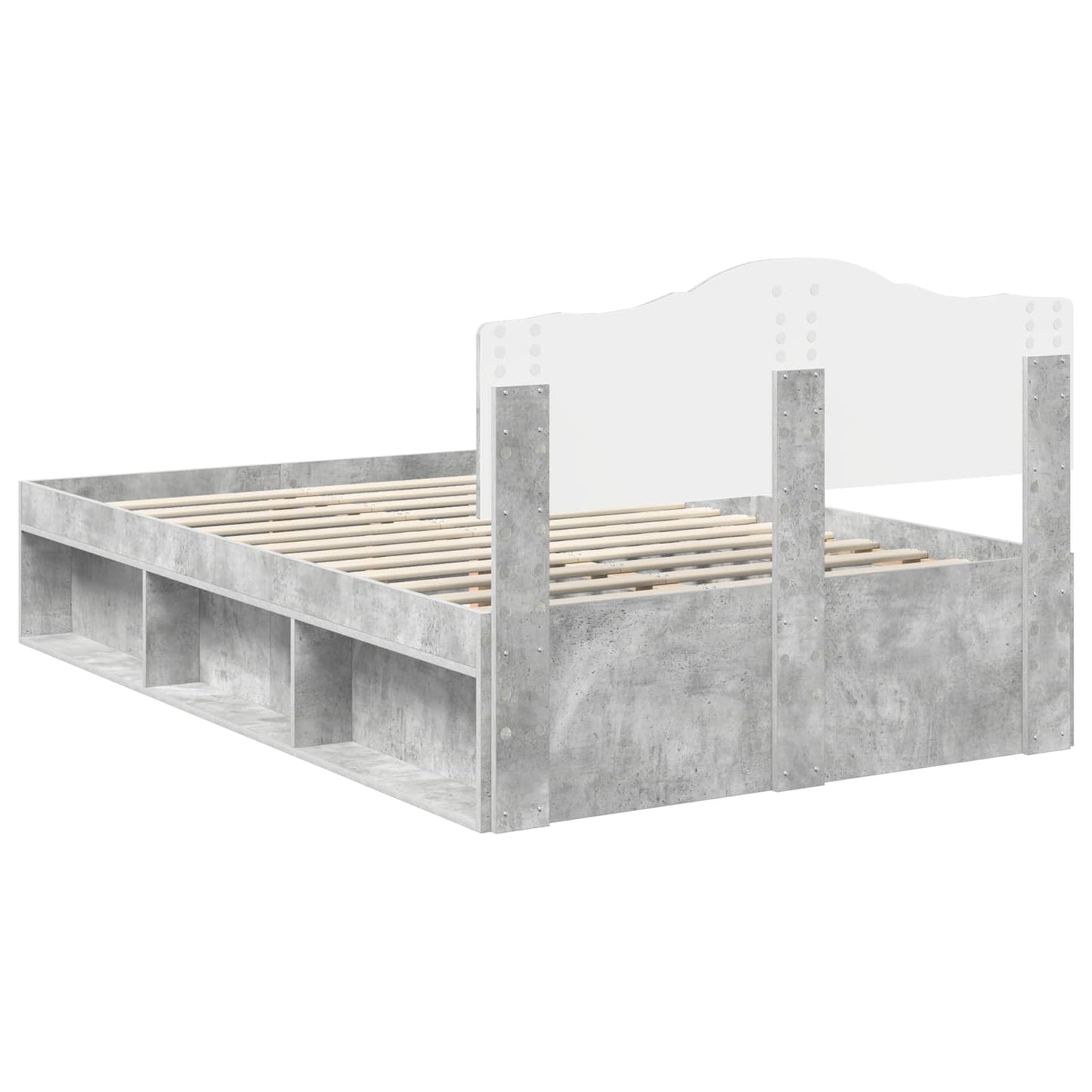 Sengestamme med hodegjerde Betong 120 x 200 cm Massiv furu