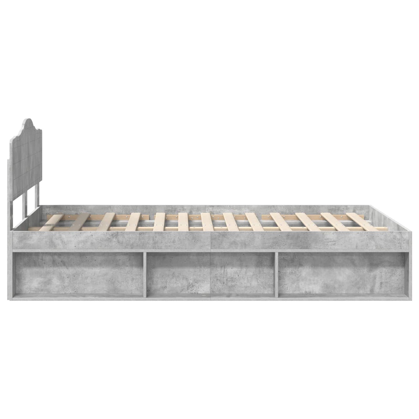 Sengestamme med hodegjerde Betong 120 x 200 cm Massiv furu