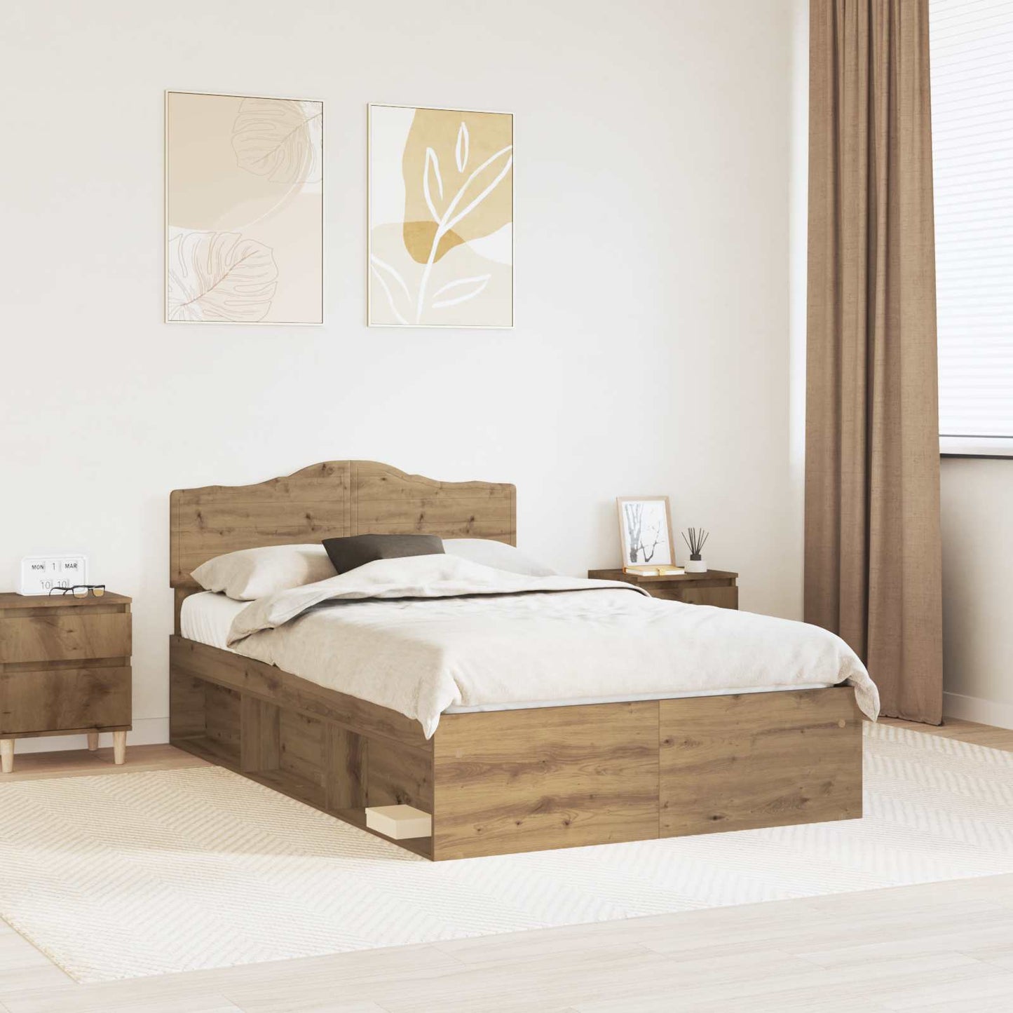 Sengestamme Kunstnerisk Eik 120 x 200 cm Massiv furu