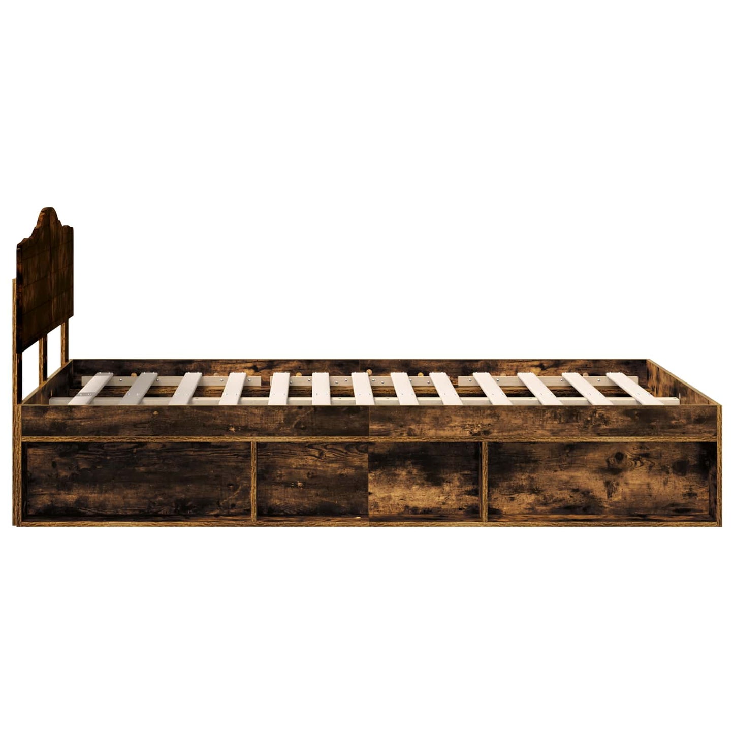 Sengestamme med hodegjerde Røkt eik 120 x 190 cm Massiv furu