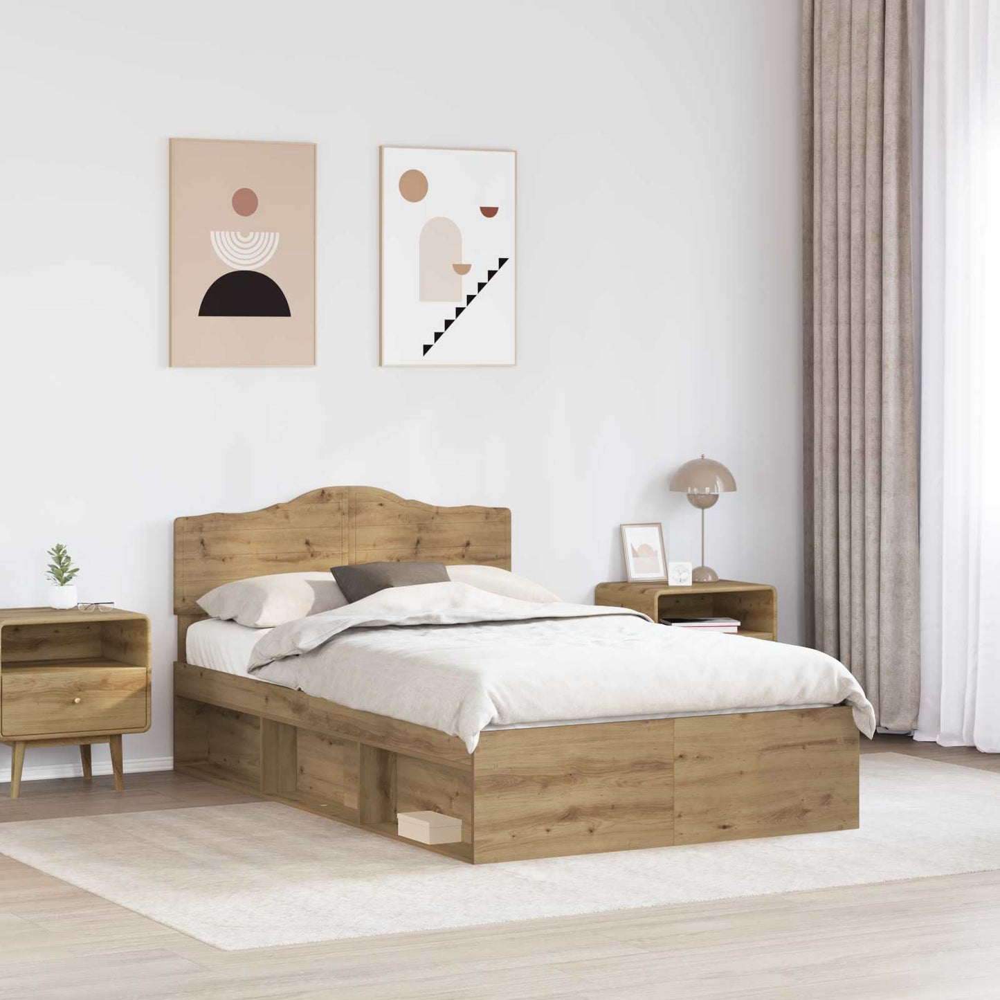 Sengestamme Kunstnerisk Eik 120 x 190 cm Massiv furu