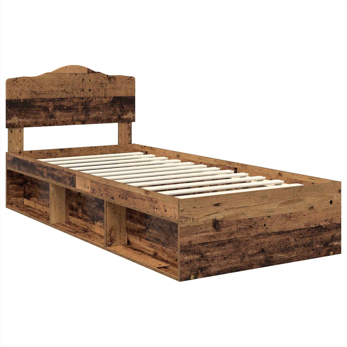 Sengestamme med hodegjerde Gammelt tre 90 x 190 cm Massiv furu