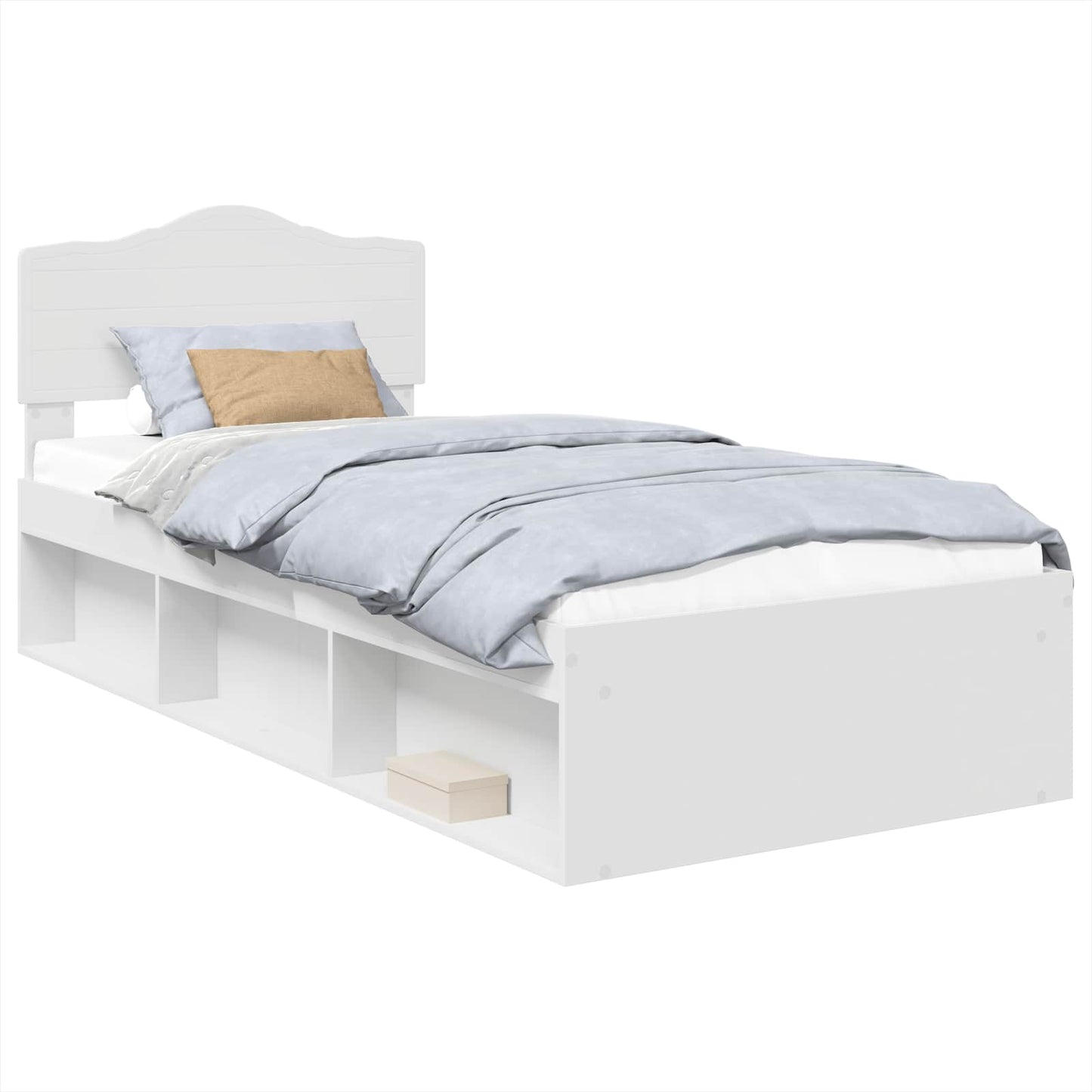 Sengestamme med hodegjerde Hvit 75 x 190 cm Massiv furu