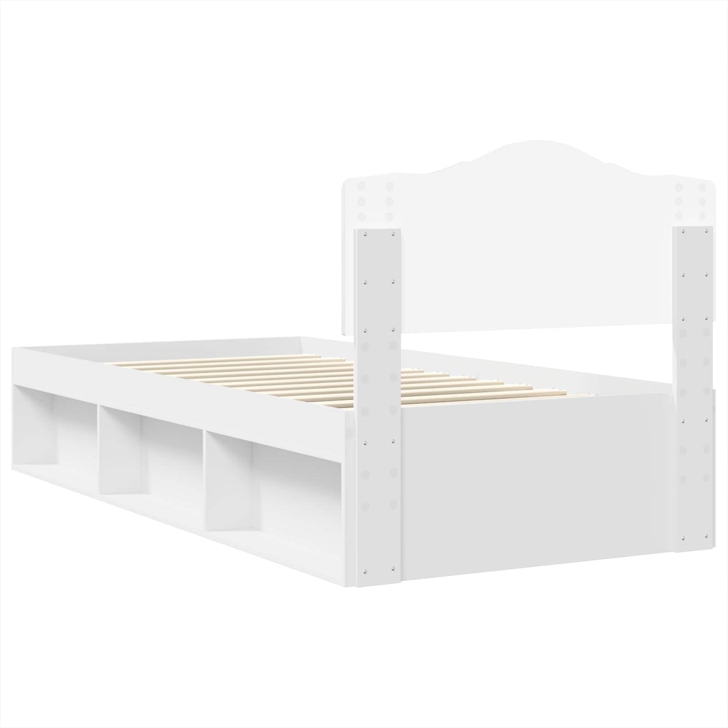 Sengestamme med hodegjerde Hvit 75 x 190 cm Massiv furu