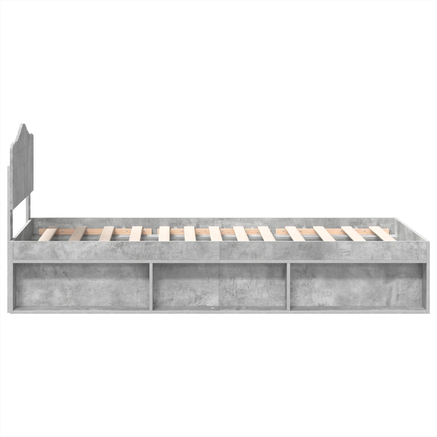 Sengestamme med hodegjerde Betonggrå 75 x 190 cm Massiv furu