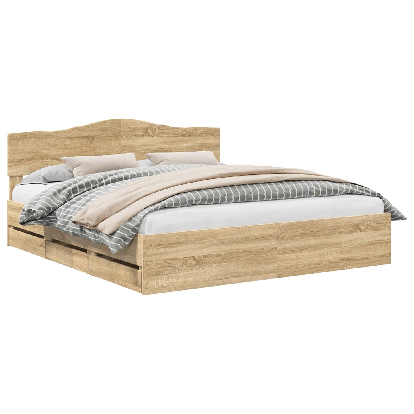 Sengestamme med skuff Sonoma eik 200 x 200 cm Ingeniørtre