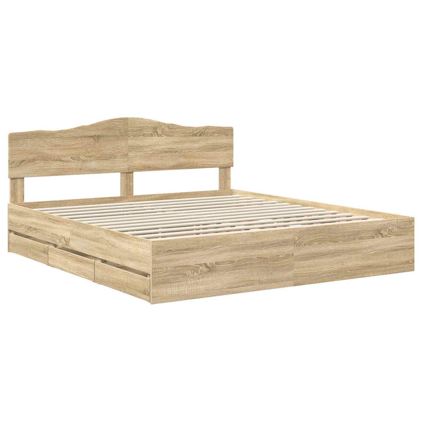 Sengestamme med skuff Sonoma eik 200 x 200 cm Ingeniørtre
