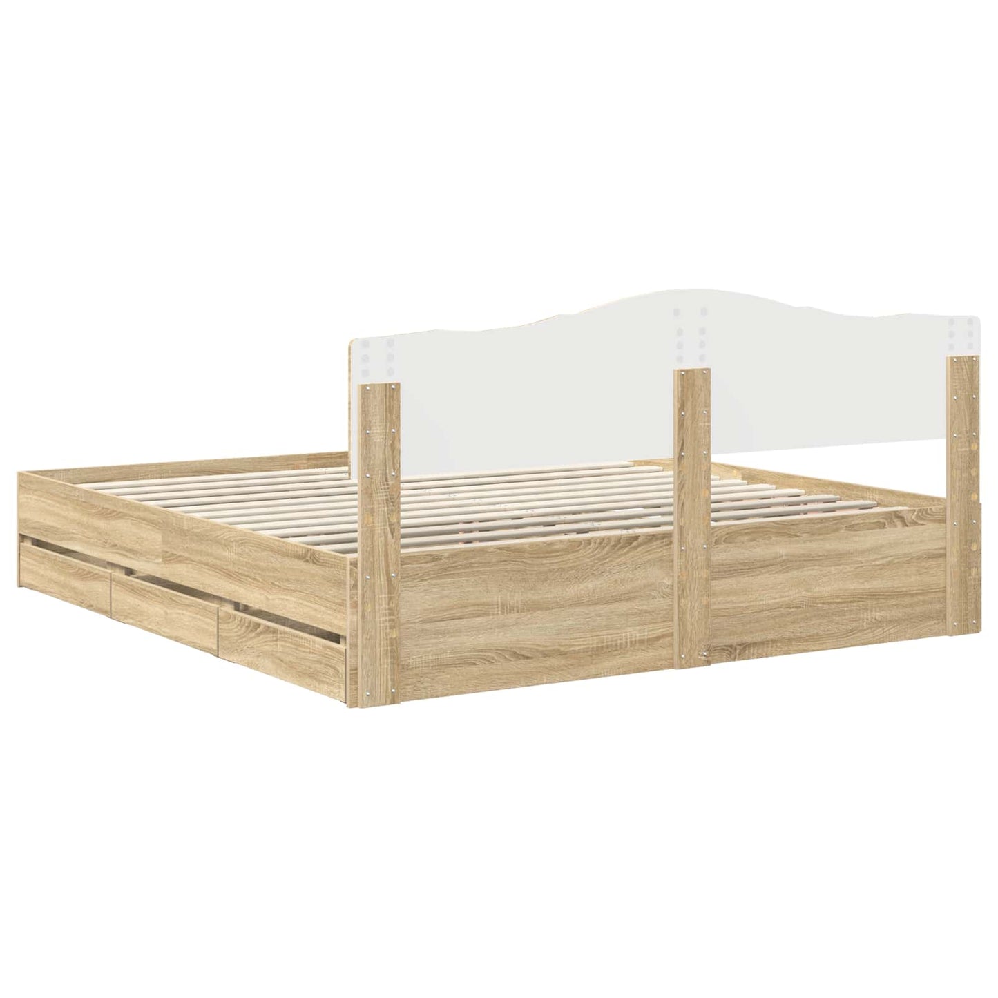 Sengestamme med skuff Sonoma eik 200 x 200 cm Ingeniørtre