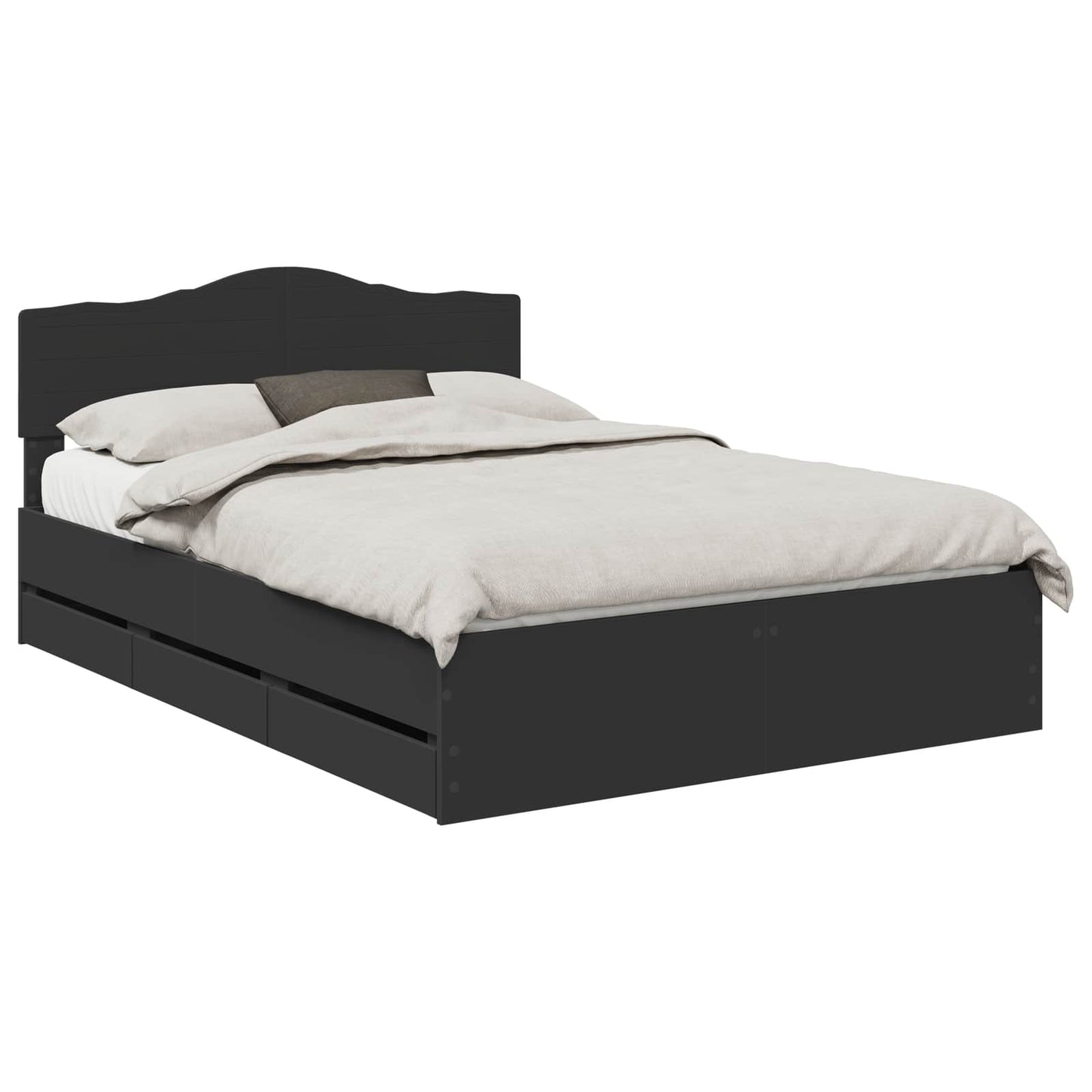 Sengestamme med skuff Svart 140 x 190 cm Ingeniørtre