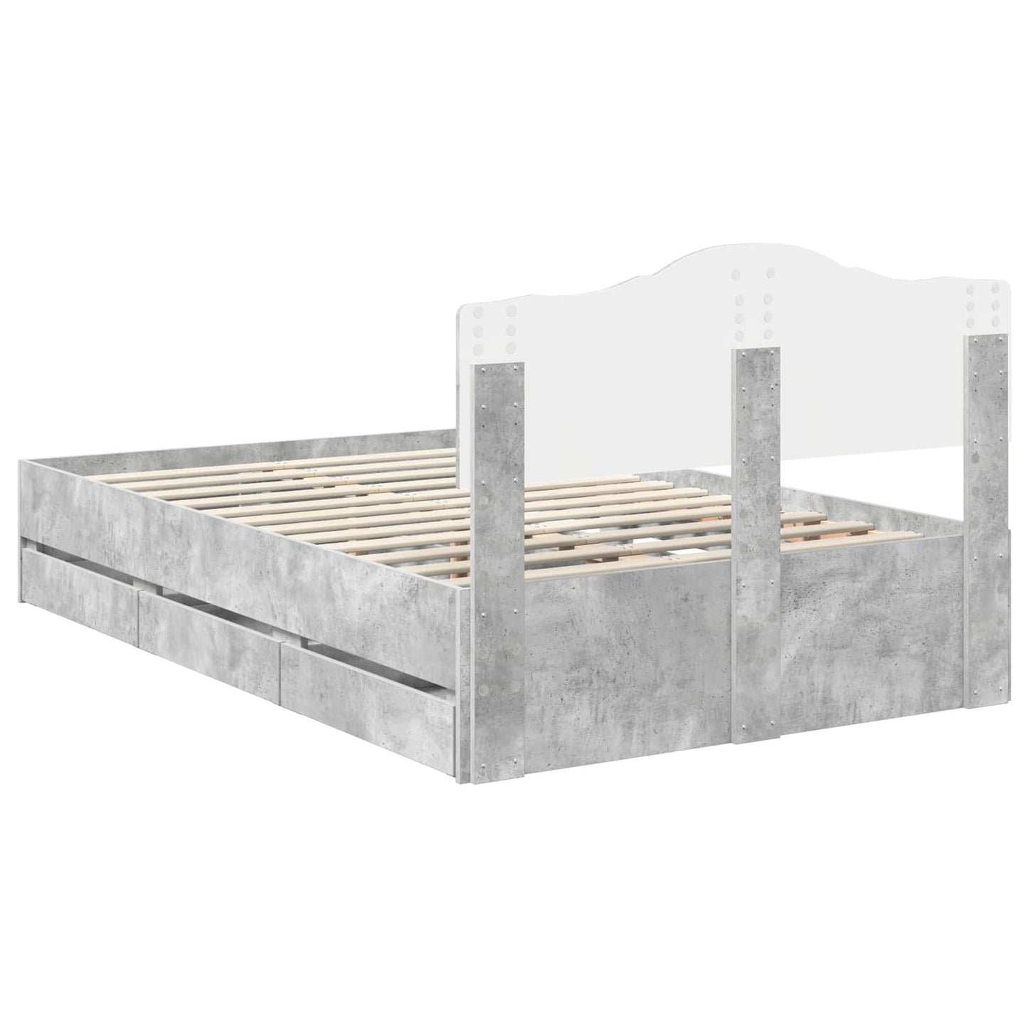 Sengestamme med skuff Betonggrå 135 x 190 cm Ingeniørtre