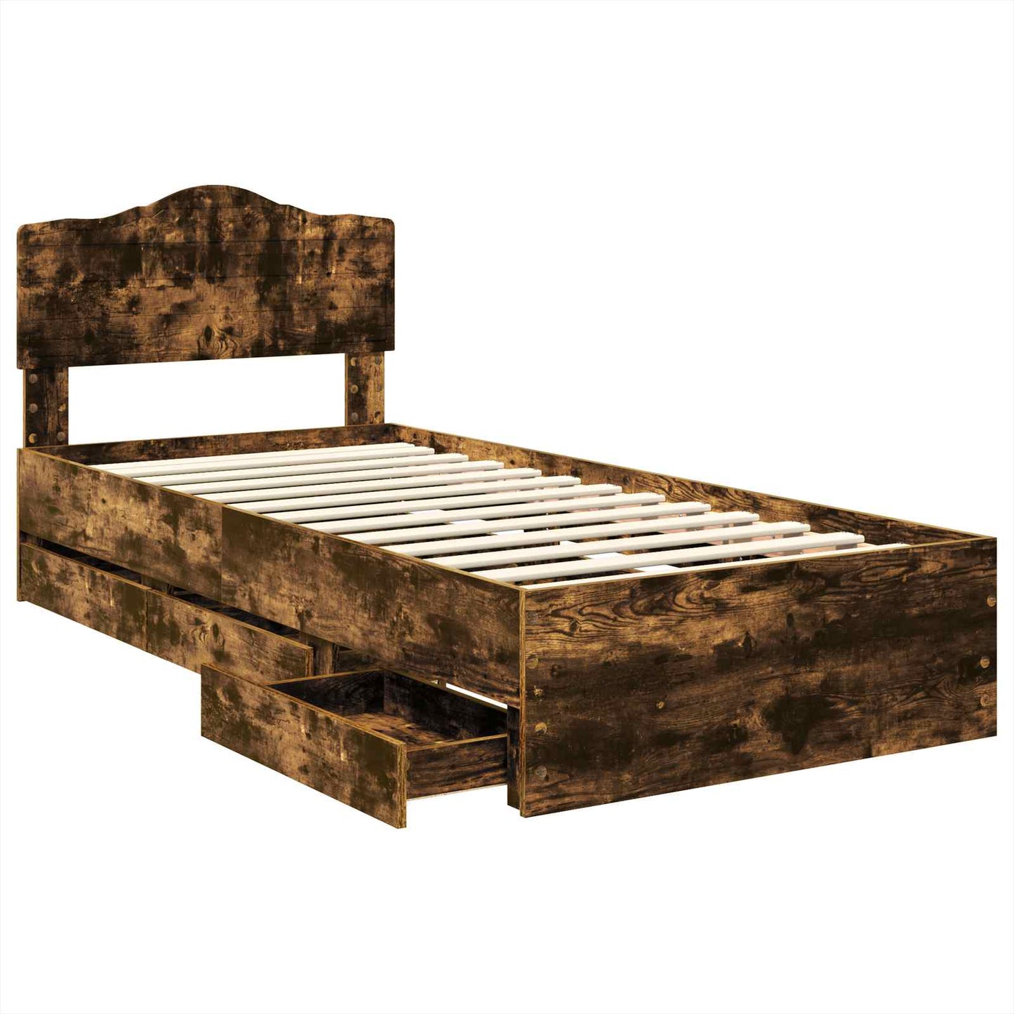Sengestamme med skuff Røkt eik 100 x 200 cm Ingeniørtre