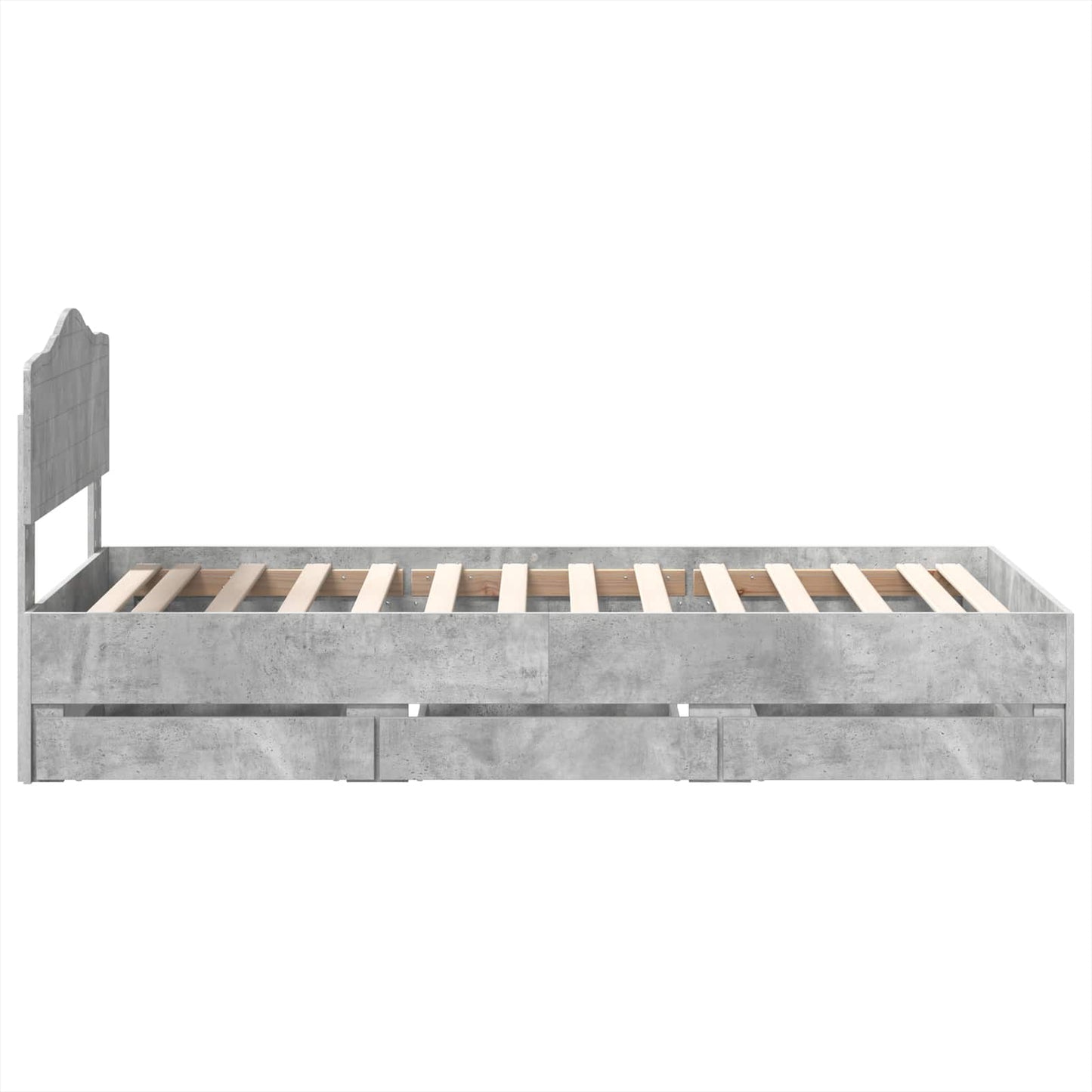 Sengestamme med skuff Betonggrå 90 x 190 cm Ingeniørtre