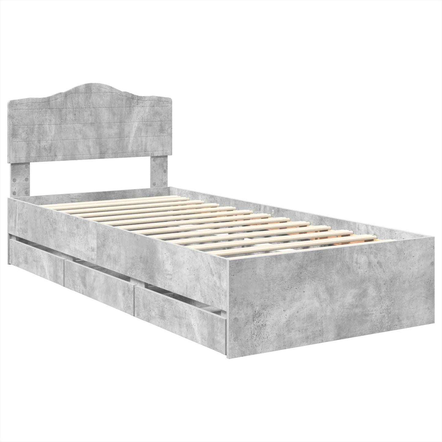 Sengestamme med skuff Betonggrå 75 x 190 cm Ingeniørtre