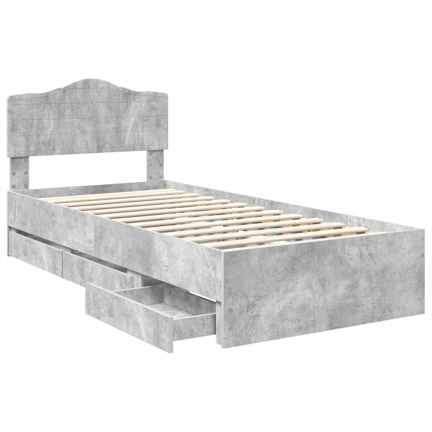 Sengestamme med skuff Betonggrå 75 x 190 cm Ingeniørtre