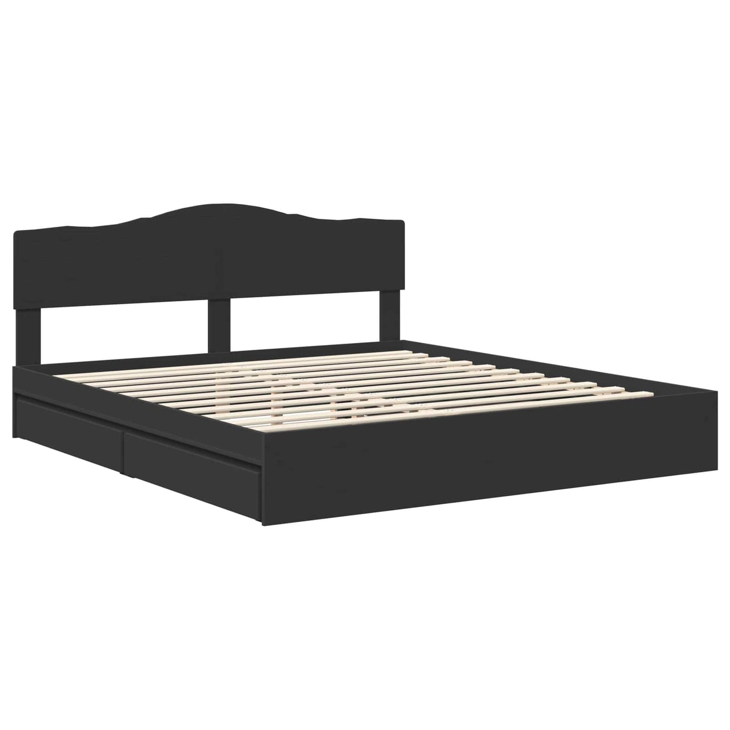 Seng med Oppbevaring Svart 200 x 200 cm Konstruert tre
