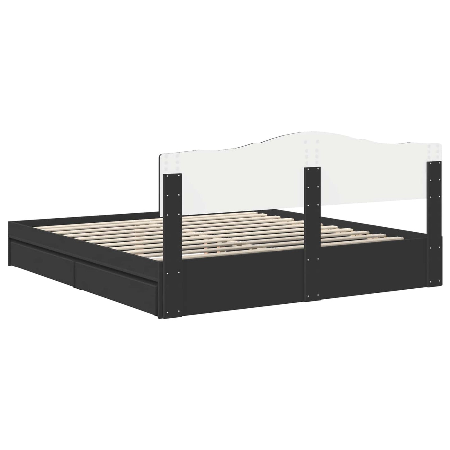 Seng med Oppbevaring Svart 200 x 200 cm Konstruert tre